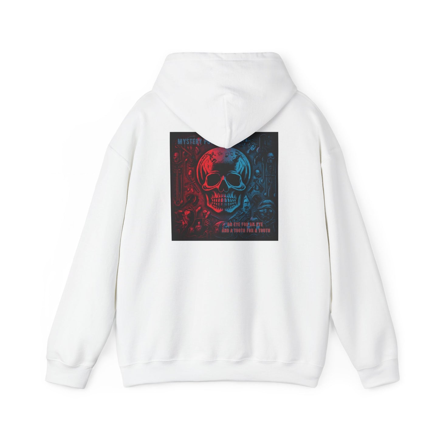 'An Eye For An Eye And A Tooth For A Tooth' by Mystery Potion, Unisex Heavy Blend™ Hooded Sweatshirt, Hoodie Swag For Grebo and Goth Rockers, Punks