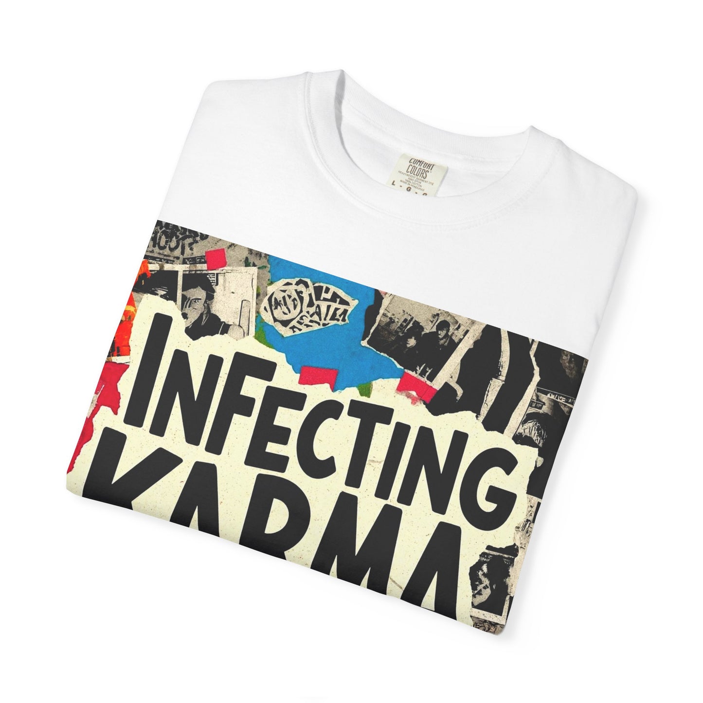 'Infecting Karma' by Mystery Potion,  Mystical Vibes T-shirt Design - Summer Casual Wear, Gift for Friends, Festival Apparel, Unique Statement Tee