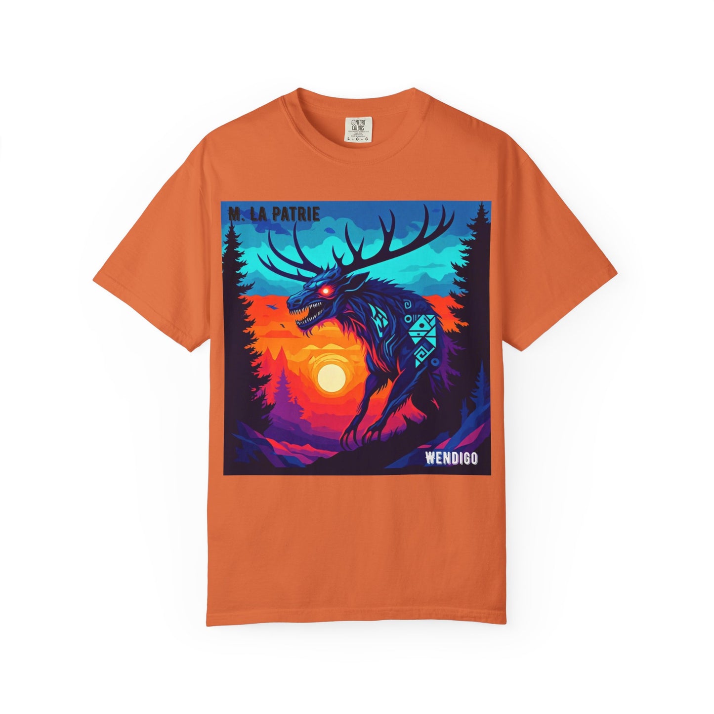 'Wendigo' par M. La Patrie, Vibrant First Nations Style Graphic T-Shirt, Unique Art Tee for Nature Lovers, Gift for Halloween, Cozy Casual Wear, Unisex Shirt