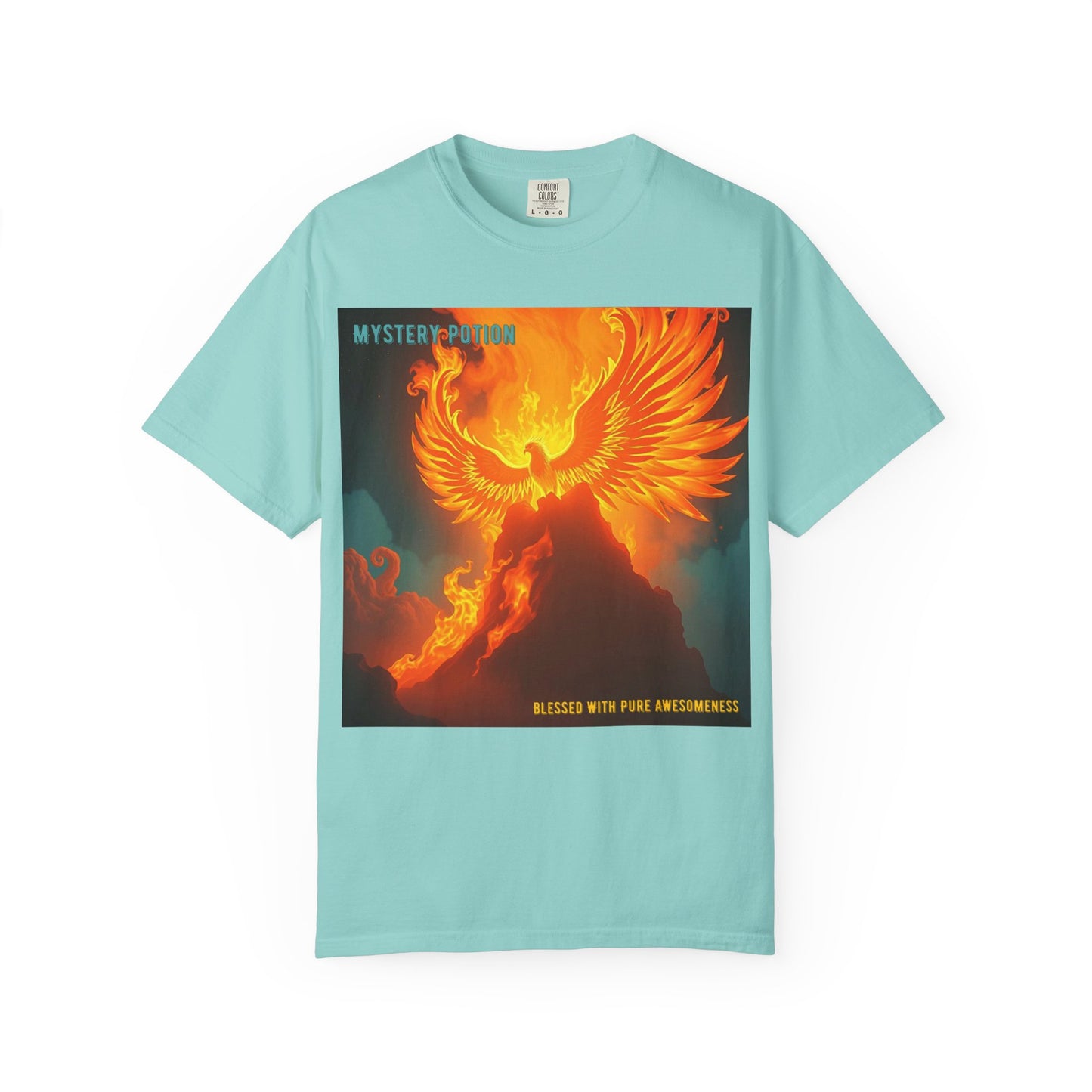 'Blessed With Pure Awesomeness' Mystery Phoenix Graphic Unisex T-shirt, Cool Casual Wear, Unique Gift for Nature Lovers, Birthday, Summer Event, Spiritual Design
