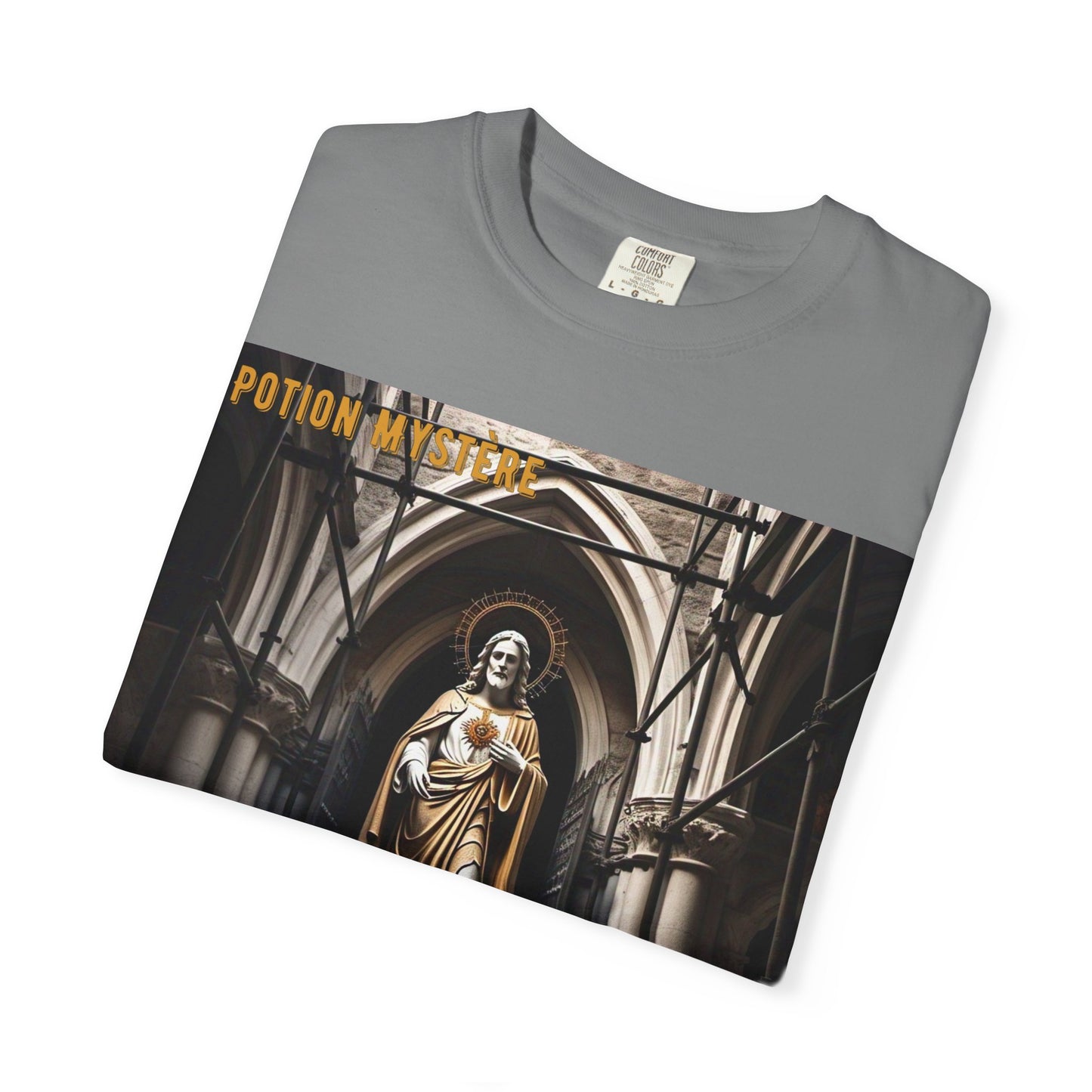 Mystical Potion Jesus Statue T-Shirt - Unisex, Relaxed Fit, Perfect for Festivals, Gifts, Everyday Wear, Unique Art Design