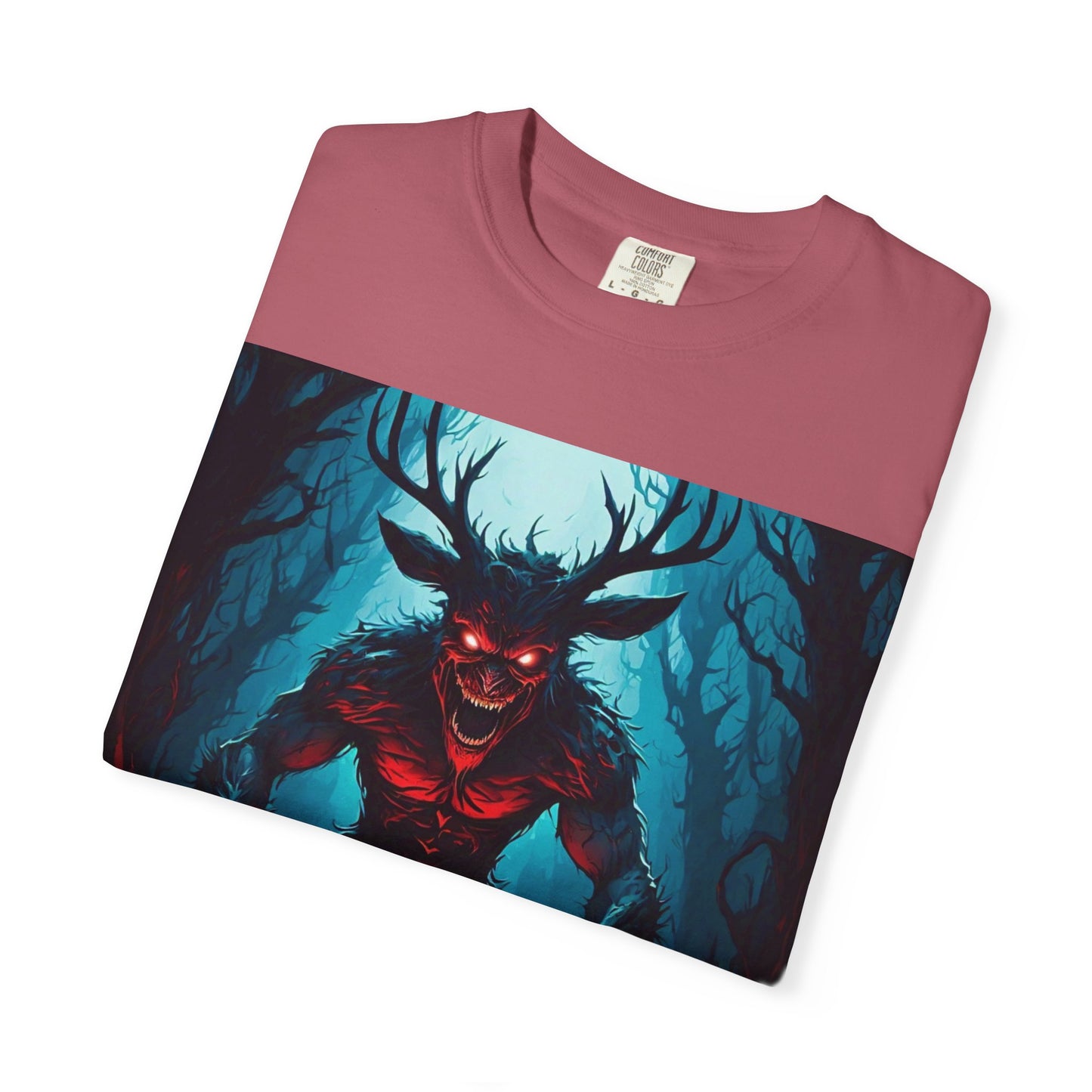 Mystical Wendigo T-Shirt, Unisex Garment-Dyed Tee, Potion Mystère Shirt, Halloween Apparel, Unique Graphic Tee
