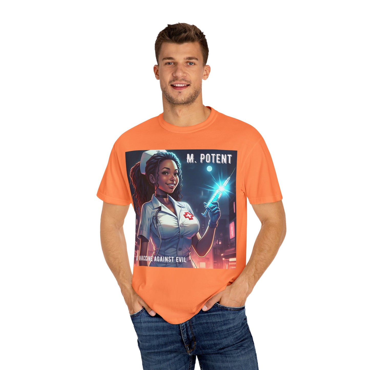M. Potent's 'A Vaccine Against Evil', Medicine-Themed Unisex T-Shirt, Positive Vibes, Great for Nurses, Vaccination Awareness, Gift for Healthcare Workers