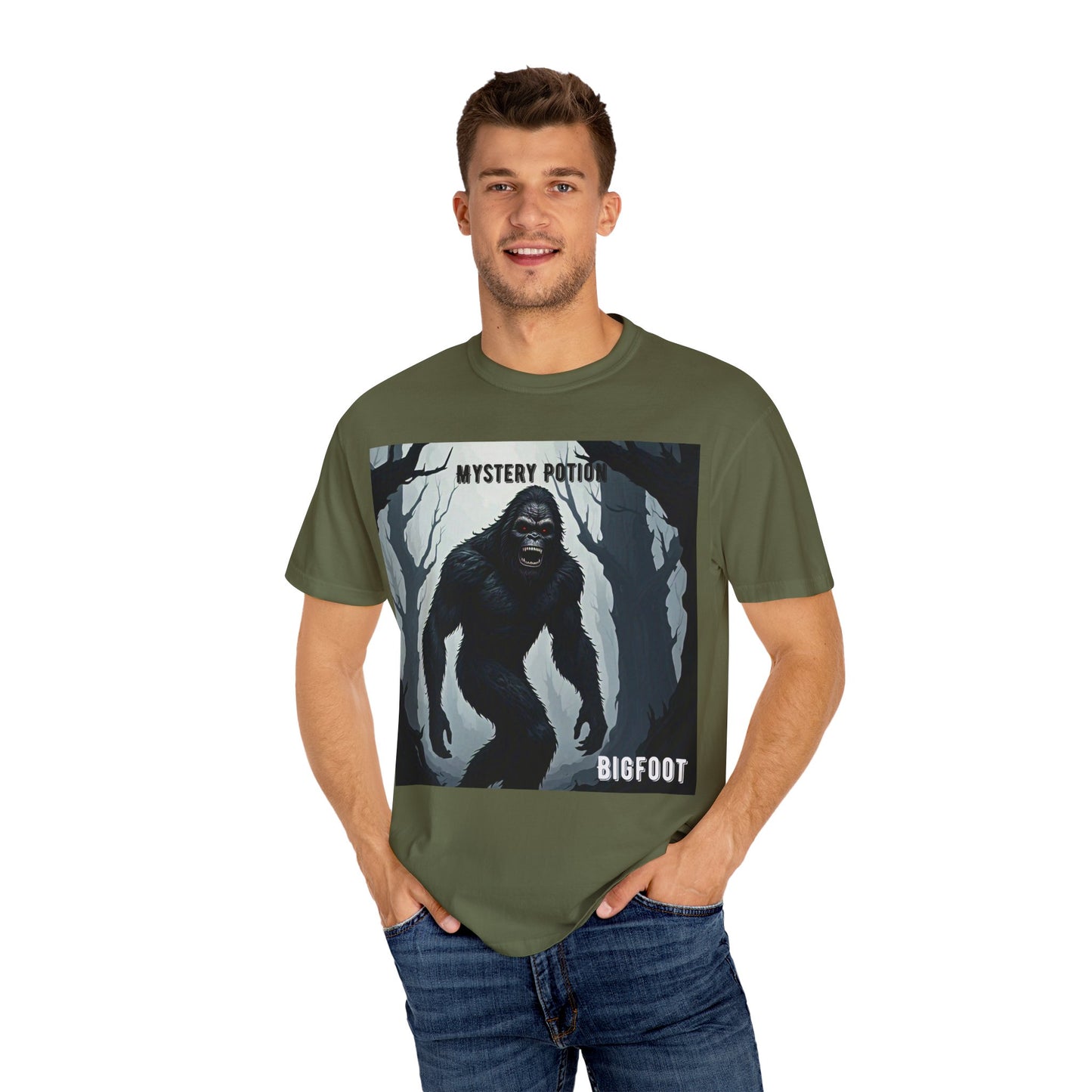 Bigfoot by Mystery Potion T-shirt, Unisex Statement Tee, Gift for Nature Lovers, Outdoor Adventure Shirt, Fun Graphic Tee