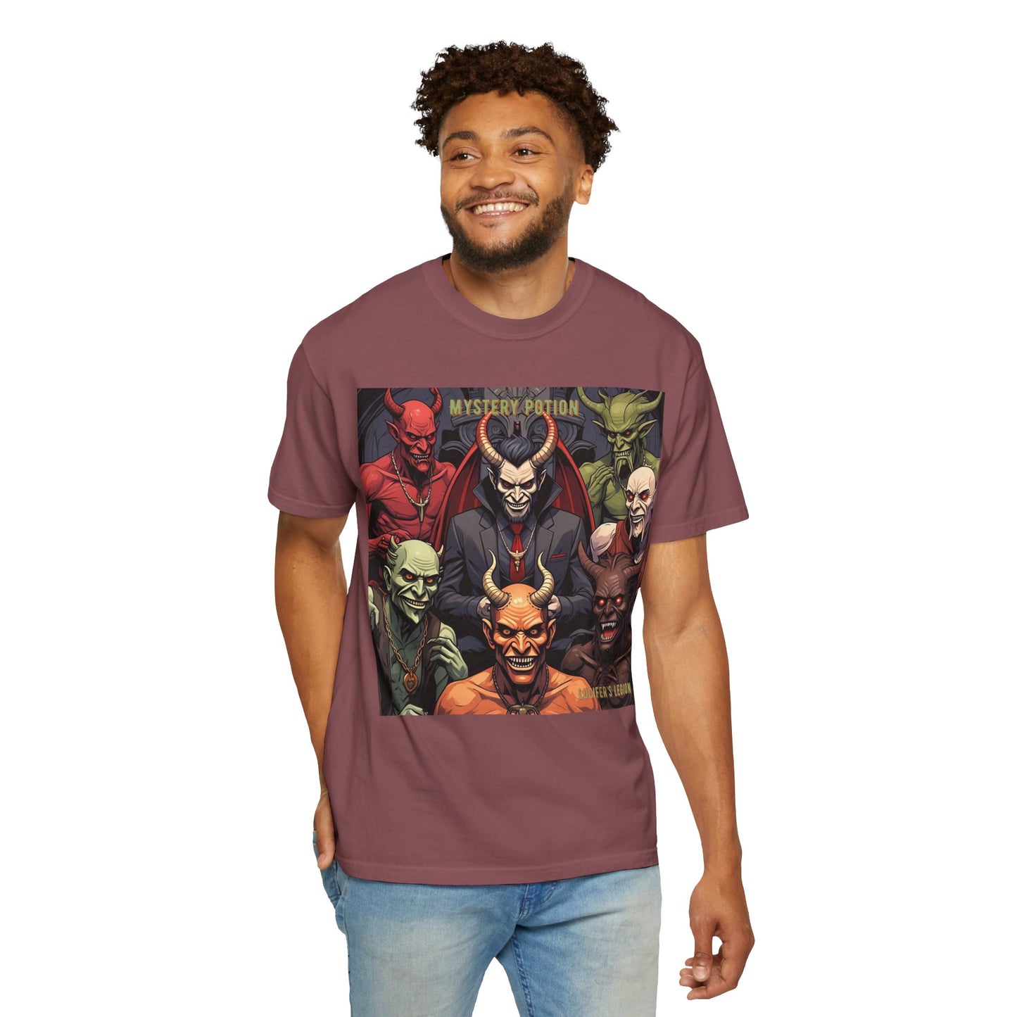 'Lucifer's Legion' by Mystery Potion, Unisex T-Shirt, Devil-Inspired Tee, Halloween Shirt, Comic Book Merch, Gift for Fans