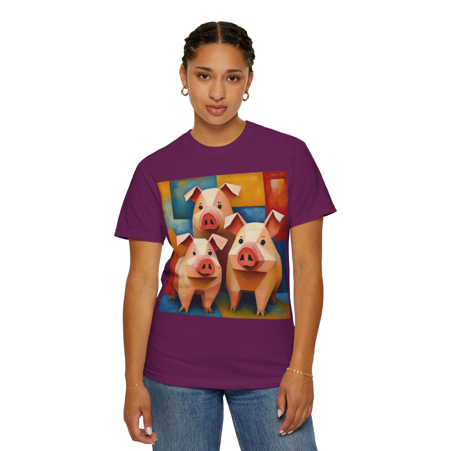 Pig Art T-Shirt, Funny Farm Tee, Animal Lover Gift, Unisex Graphic Tee, Cute Farmhouse Style, Casual Everyday Wear