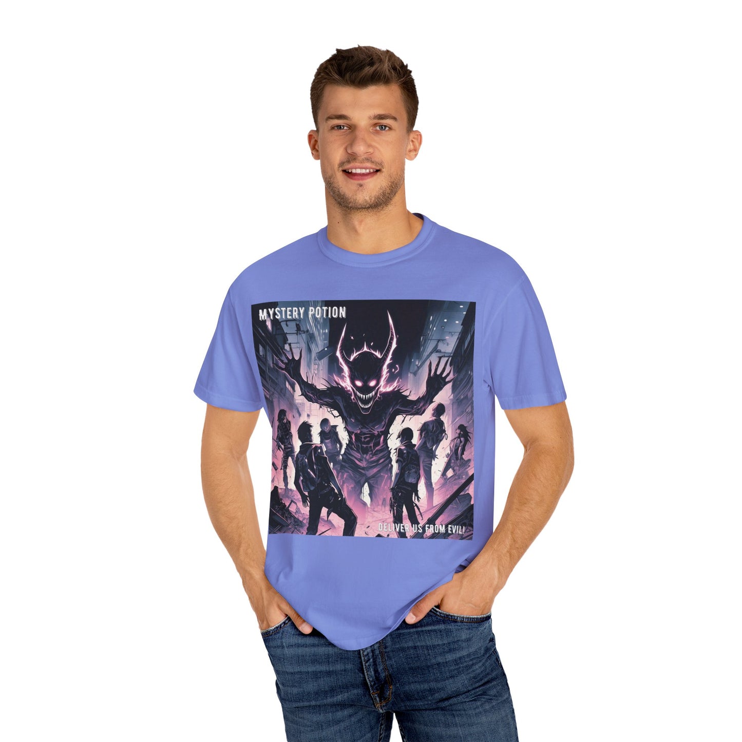 Mystery Potion Evil Satanic Graphic Tee, Unisex T-Shirt for Gamers, Cosplay Costume, Casual Wear, Unique Devilish Gift Idea