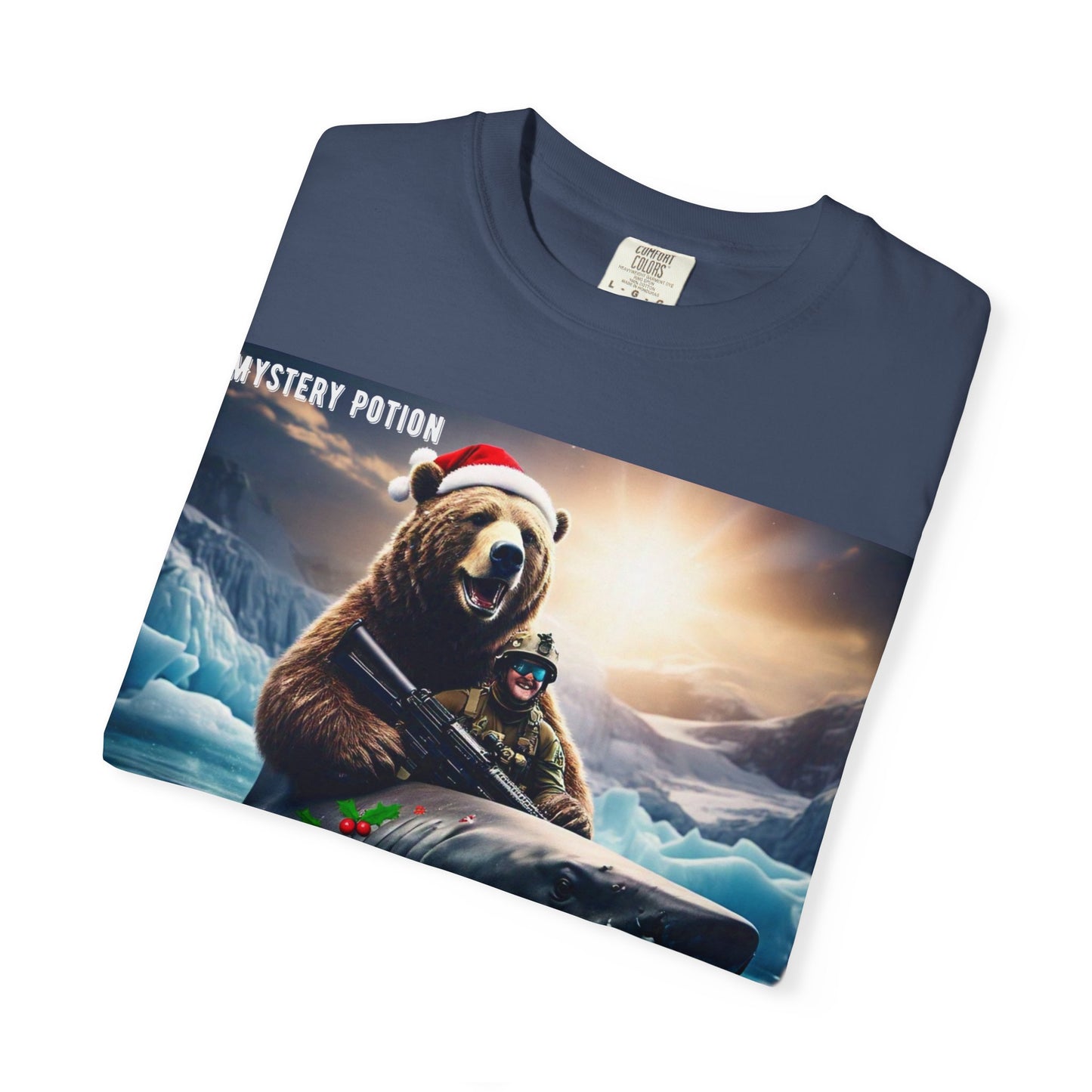 X-mas Humor T-Shirt "Merry Christmas from All the Apex Predators", Unisex Garment-Dyed Tee, Funny Holiday Shirt, Gift for Friends, Outdoor Adventure Wear, Novelty Apparel