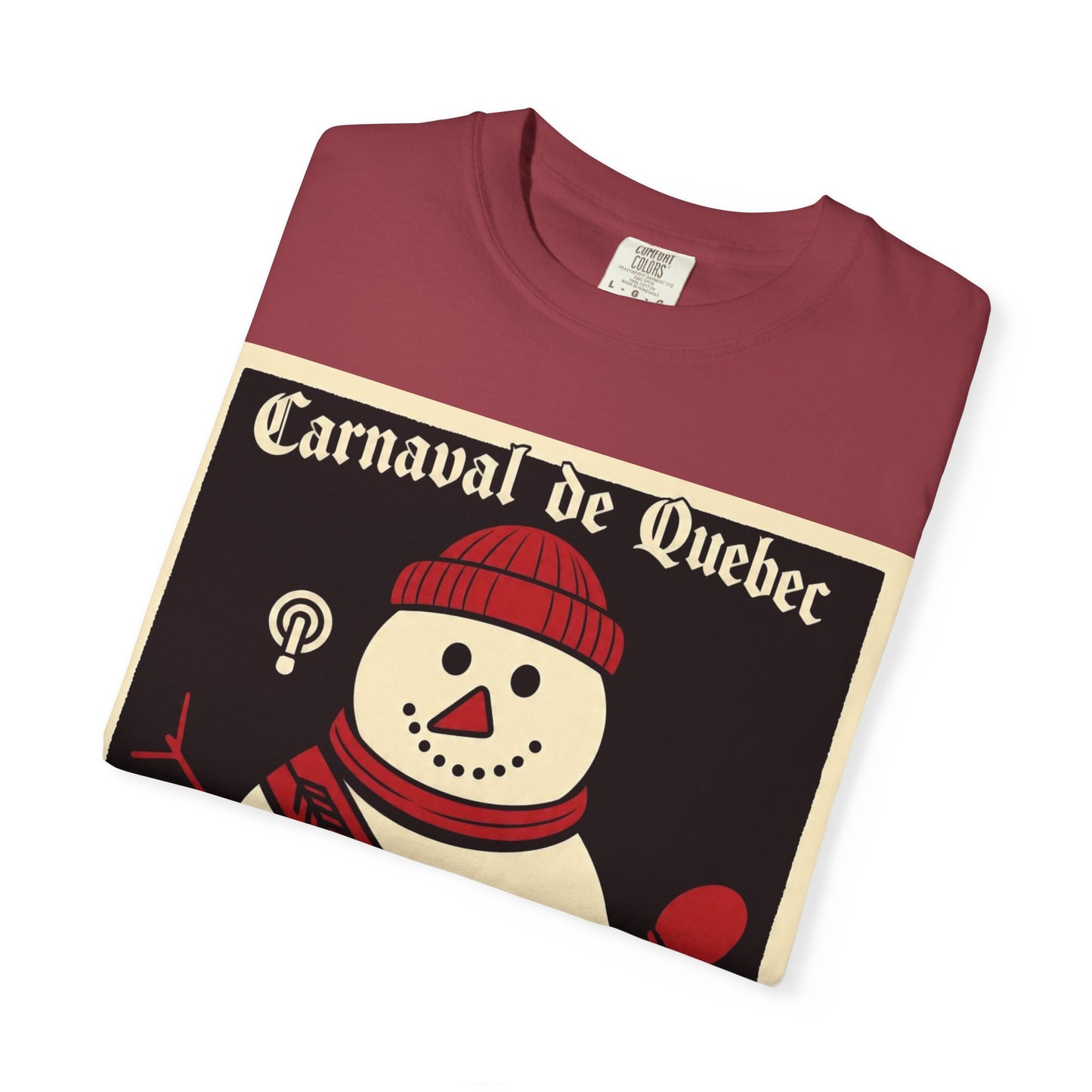 Quebec Carnaval Vintage Snowman Biker Lore Rocker T-Shirt, Cozy Winter Apparel, Unisex Snowman Graphic Tee, Festive Celebration Shirt, Winter Holiday Gift