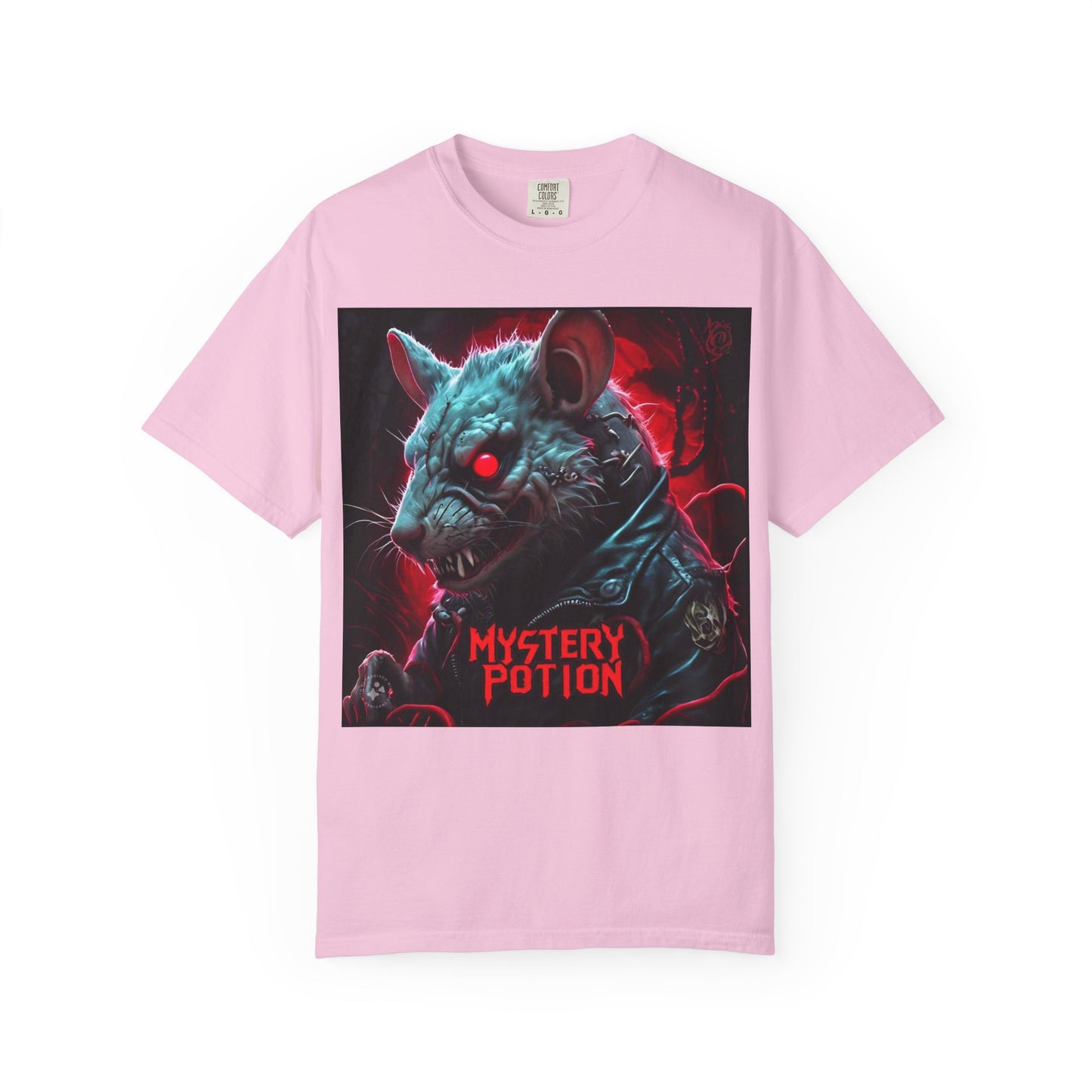 'Mystery Potion' Punk Rock Rat in Leather Jacket T-shirt, Rocker Tee, Original Logo