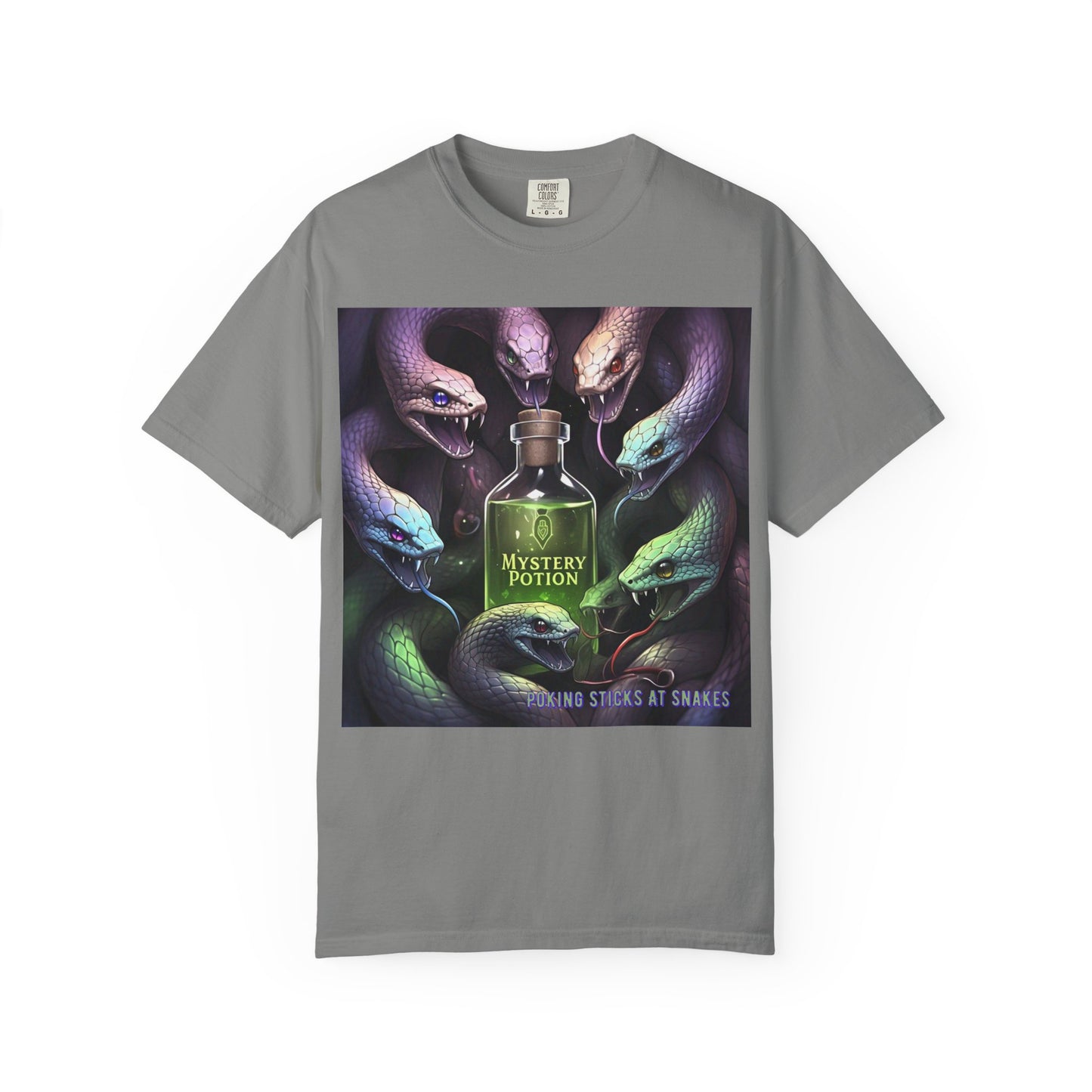 'Poking Sticks At Snakes' by Mystery Potion, Unisex T-shirt | Snakes Design | Perfect for Halloween, Gifts, Cozy Wear, Unique Apparel, Vintage Vibe
