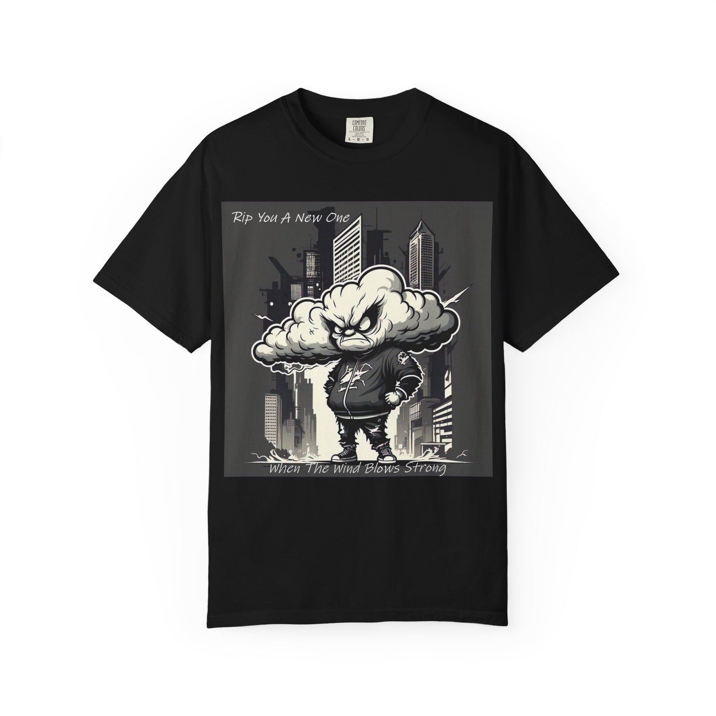 'When The Wind Blows Strong' by Rip You A New One, Urban Angry Cloud Graphic Tee, Cool Casual Wear, Street Style Unisex Shirt, Perfect Gift for Comics Lovers, Everyday Comfort