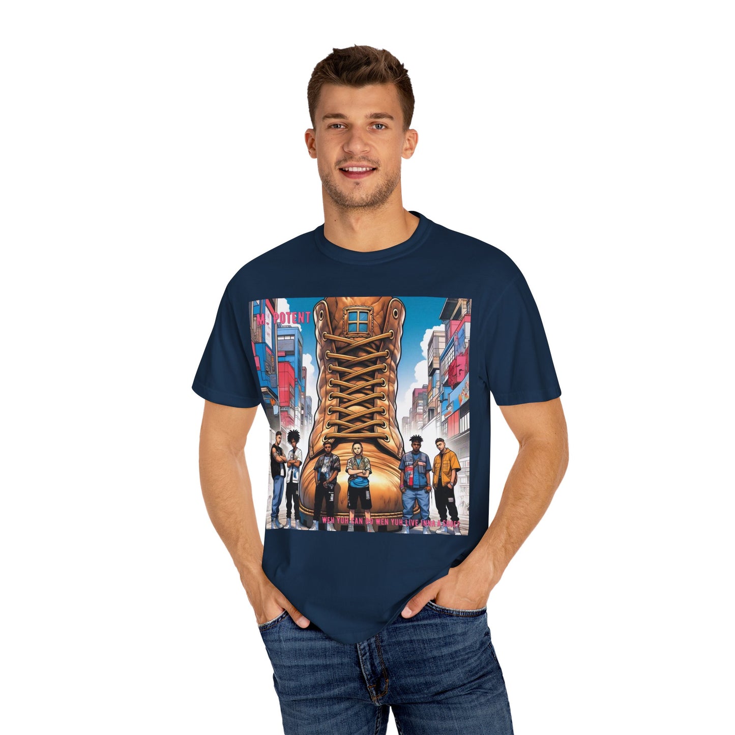 Urban-Inspired "What Can You Do When You Live In A Shoe?" Graphic Tee, Streetwear T-shirt, Casual Wear, Hip Hop Fashion, Birthday Gift, Unisex T-shirt with Bold Design