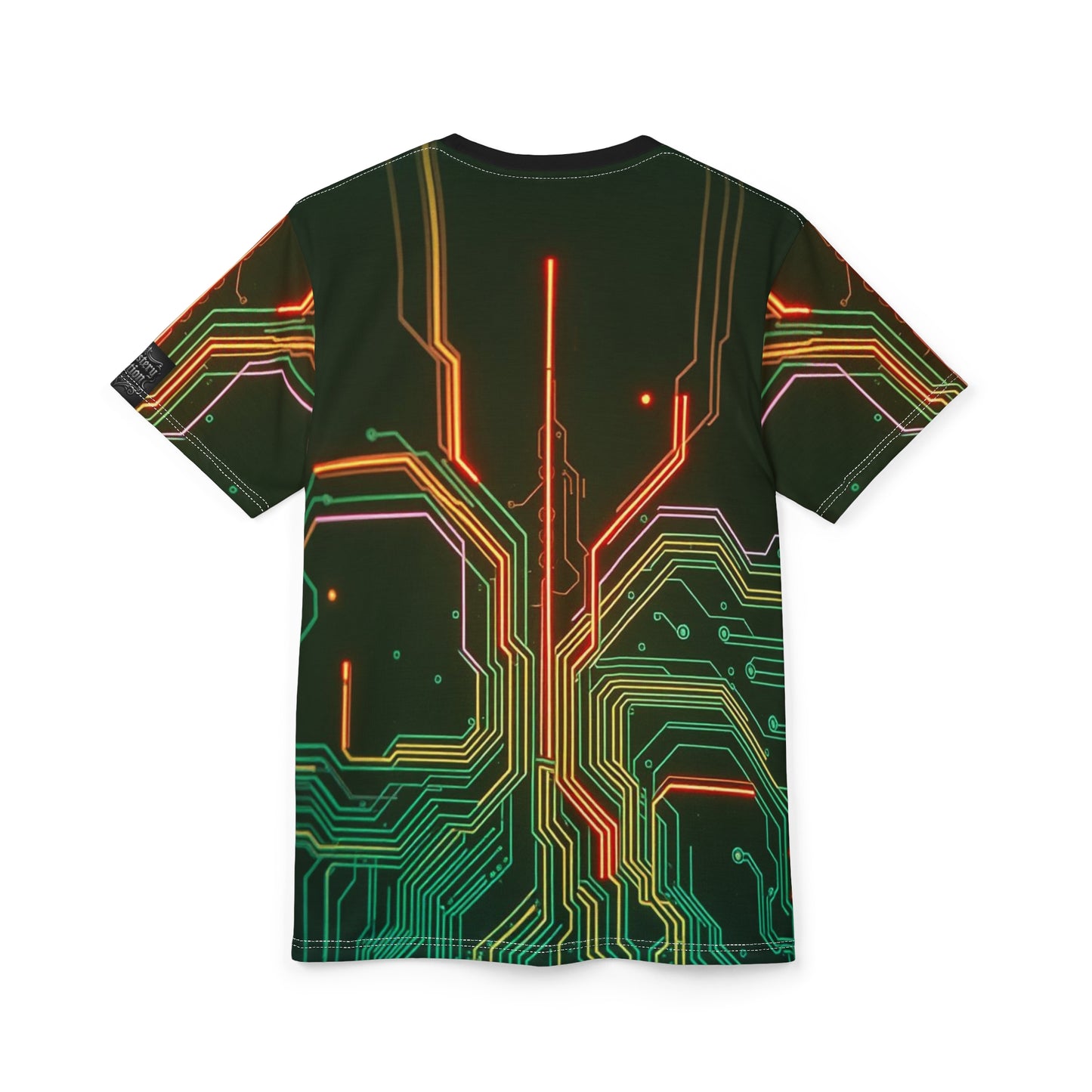 Futuristic Circuit Board Tee, Unisex Graphic Tee, Tech-Inspired Shirt, Unique Gift for Geeks, Cyberpunk Fashion, AOP Design