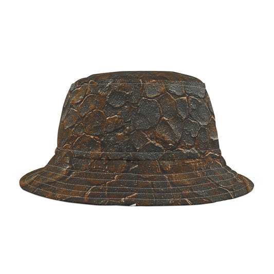 Stylish T-Rex Leather Stone like Textured Bucket Hat, Trendy Casual Accessory, Summer Essential, Outdoor Adventure Hat, Gift for Nature Lovers