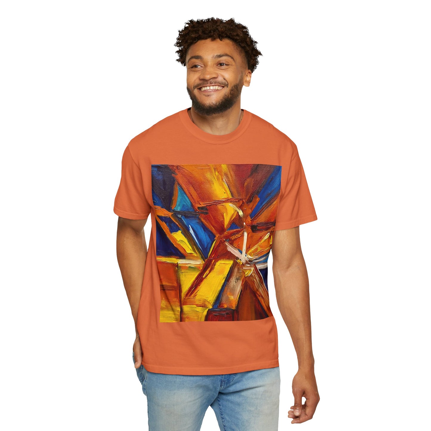 Vibrant Abstract Art T-shirt, Unisex Garment-Dyed Tee, Colorful Graphic Shirt, Stylish Artwear, Unique Gift Idea for Art Lovers