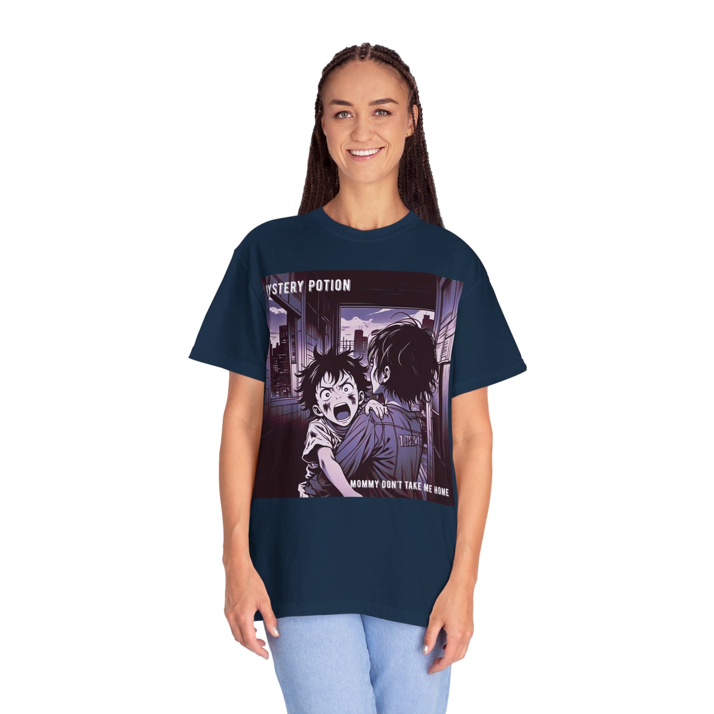 'Mommy Don't Take Me Home' by Mystery Potion, Unisex T-Shirt – Anime Graphic Tee, Casual Wear, Gift for Teens, Pop Culture Apparel, Unique Graphic Tee