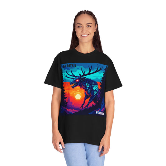 'Wendigo' par M. La Patrie, Vibrant First Nations Style Graphic T-Shirt, Unique Art Tee for Nature Lovers, Gift for Halloween, Cozy Casual Wear, Unisex Shirt