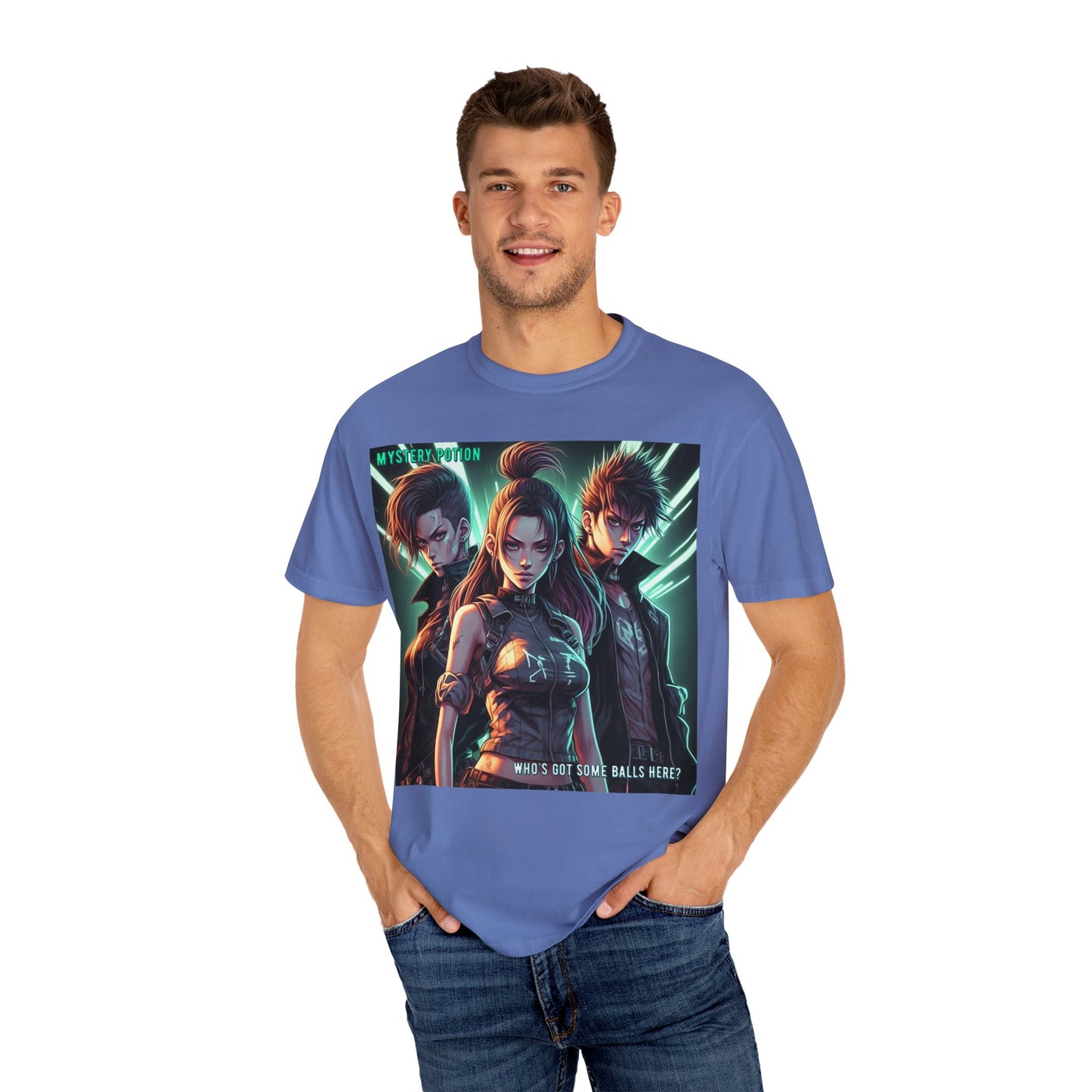 'Who's Got Some Balls Here?' by Mystery Potion, Unisex Graphic Tee, Trendy Gamer T-shirt, Anime Inspired Shirt, Gift for Him/Her, Casual Fashion