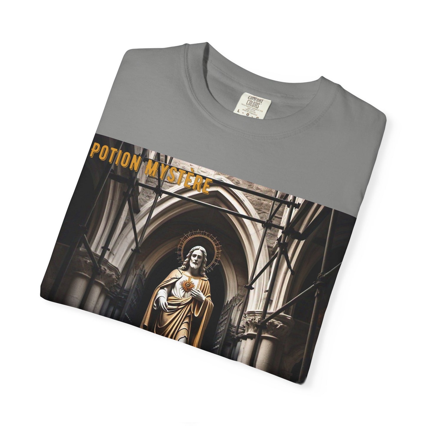 Mystical Potion Jesus Statue T-Shirt - Unisex, Relaxed Fit, Perfect for Festivals, Gifts, Everyday Wear, Unique Art Design