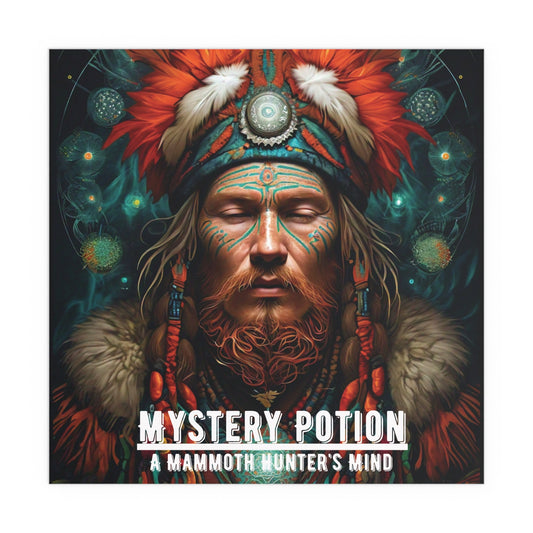 'A Mammoth Hunter's Mind' by Mystery Potion, Mystical Shaman Silk Poster, Vintage Wall Art, Home Decor, Gift for Nature Lovers, Dreamy Bedroom Artwork