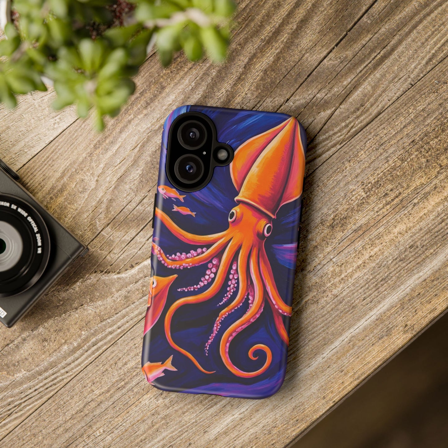 Vibrant Squid Octopus Phone Case, Tough Cases with Marine Life Design, Unique Gift for Ocean Lovers, Art-Inspired Accessory, Perfect for Birthdays