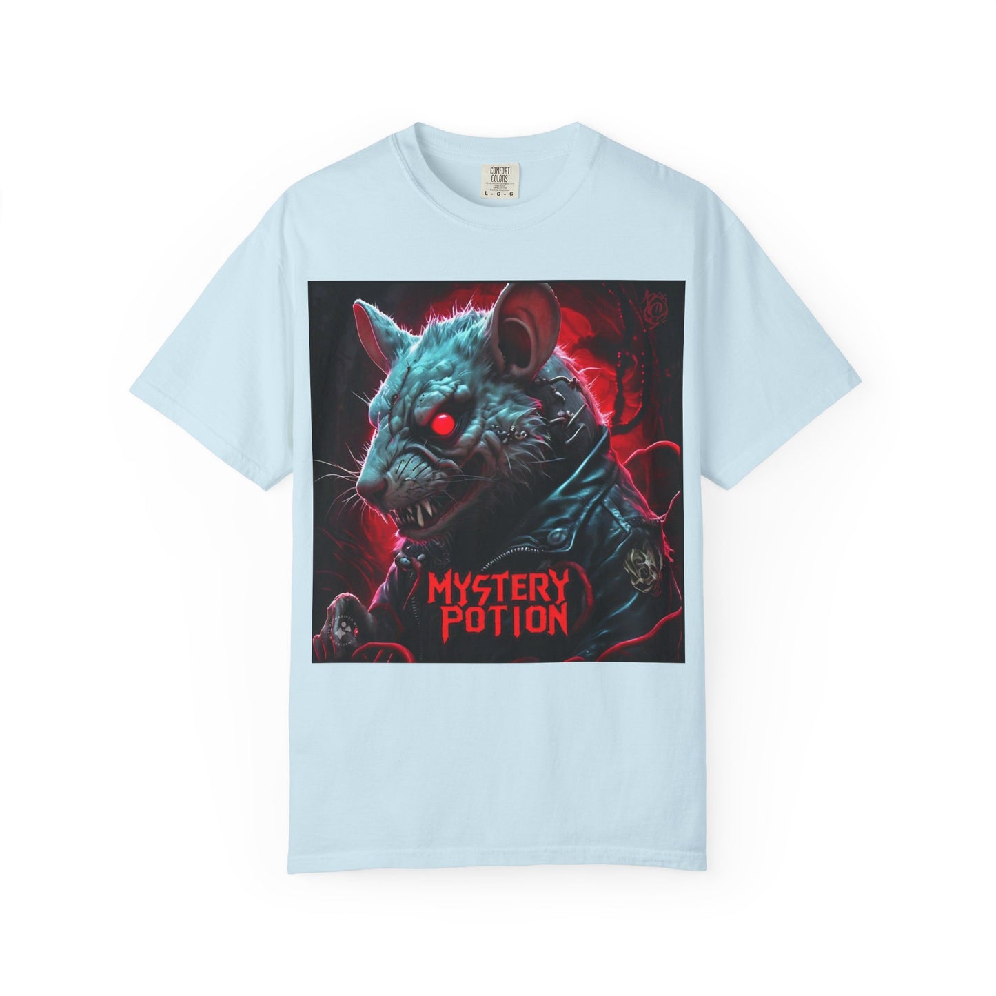'Mystery Potion' Punk Rock Rat in Leather Jacket T-shirt, Rocker Tee, Original Logo