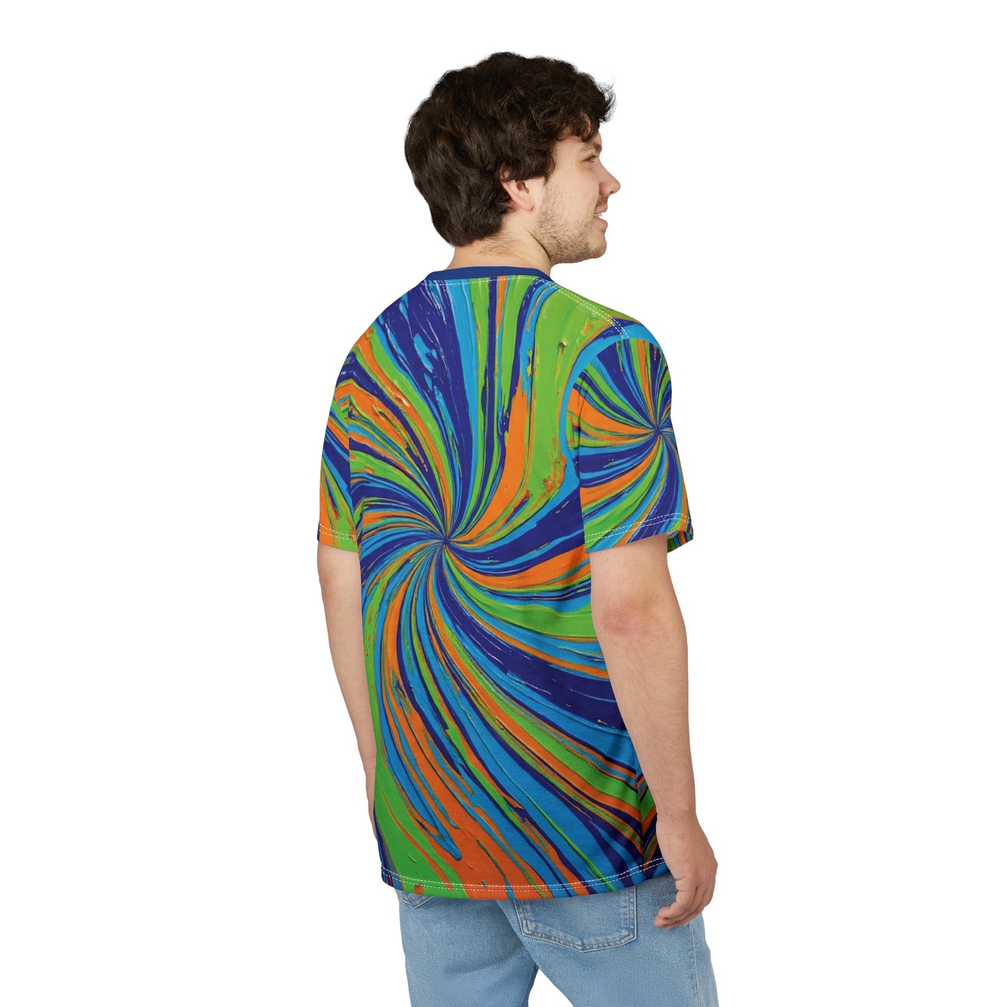 Vibrant Tie-Dye Tee, Unisex AOP Shirt for Festivals, Summer Outfits, Beach Days, Gifts for Friends, Colorful Fashion Statement