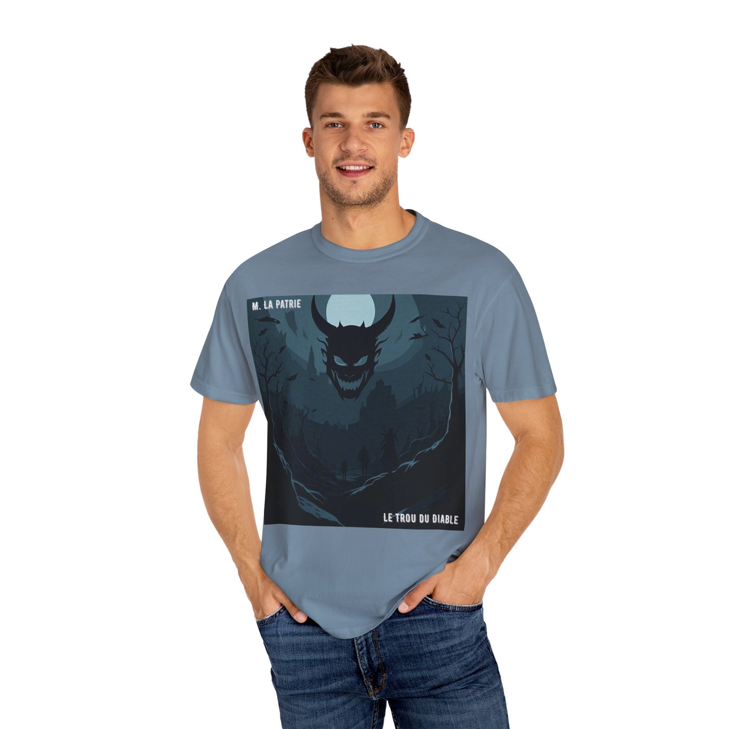Mysterious Graphic Tee, Unisex Garment-Dyed T-Shirt, Dark Fantasy Shirt, Gift for Adventurers, Halloween Apparel, Unique Artwear