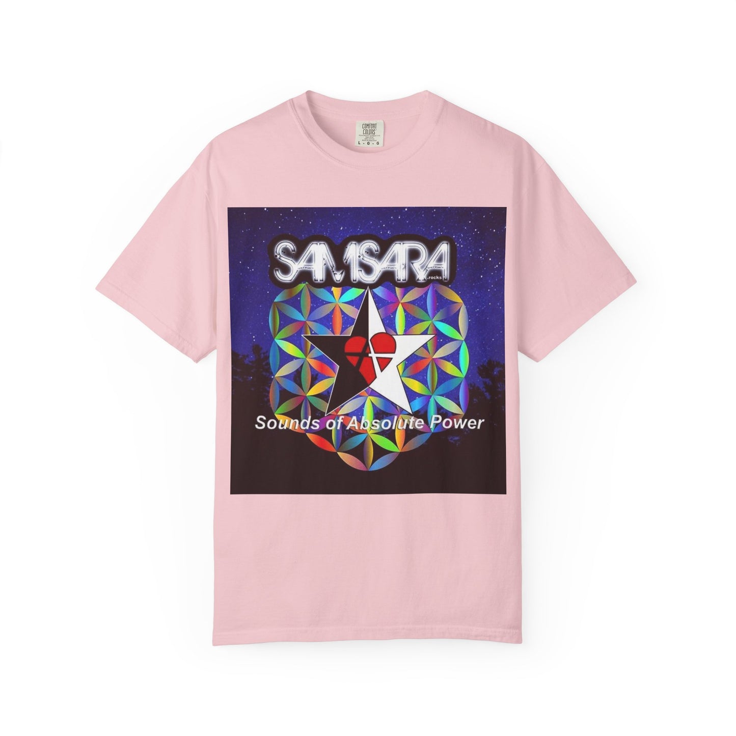 Sounds Of Absolute Power by Samsara Vibrant Graphic T-Shirt for Nature Lovers, Unisex Tee, Festival Wear, Gift for Music Enthusiasts, Bohemian Style Apparel
