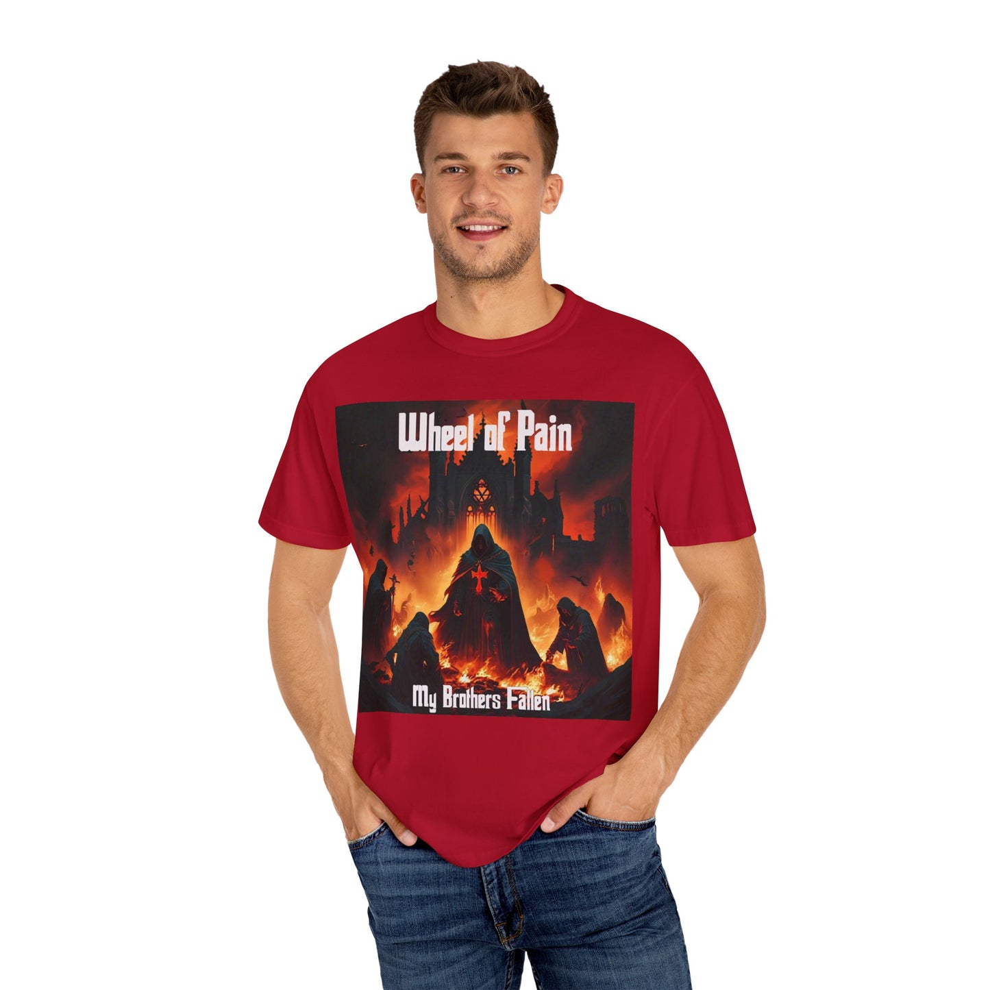 Wheel of Pain Gothic Templar Graphic T-Shirt, Unisex Tee for Fans, Cool Gift for Music Lovers, Halloween Shirt, Retro Vintage Style