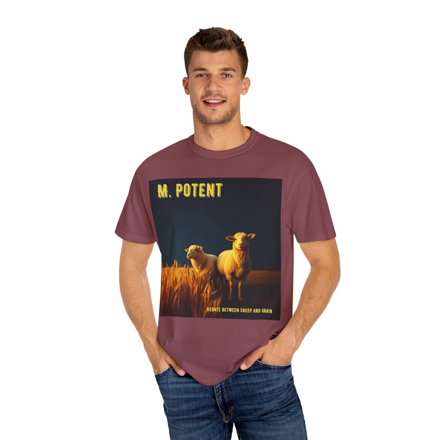 Debate Between Sheep and Grain by M. Potent, Sheep Graphic T-Shirt, Unisex Fashion Top, Farm Life Tee, Gift for Animal Lovers, Casual Everyday Wear