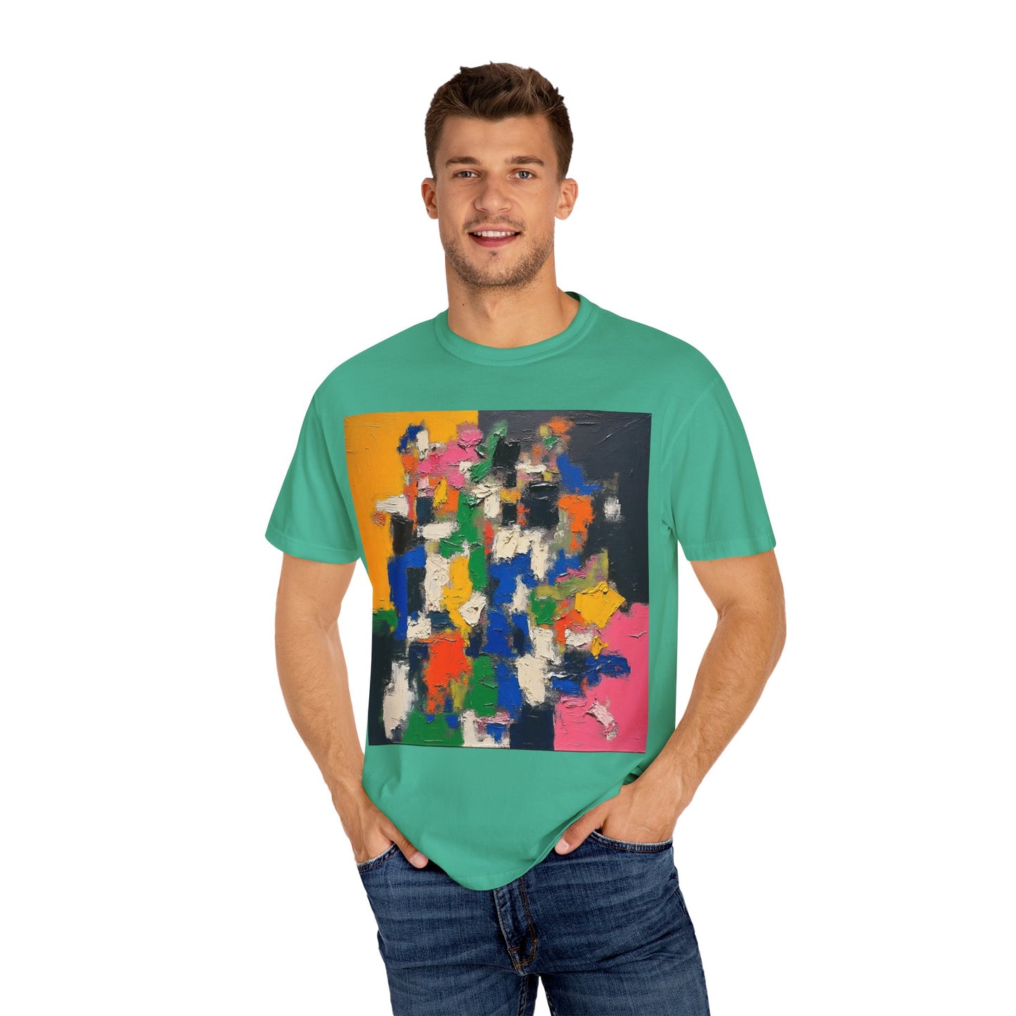 Vibrant Abstract Art Unisex T-Shirt, Colorful Graphic Tee, Casual Wear, Trendy Gift for Art Lovers, Perfect for Summer Festivals