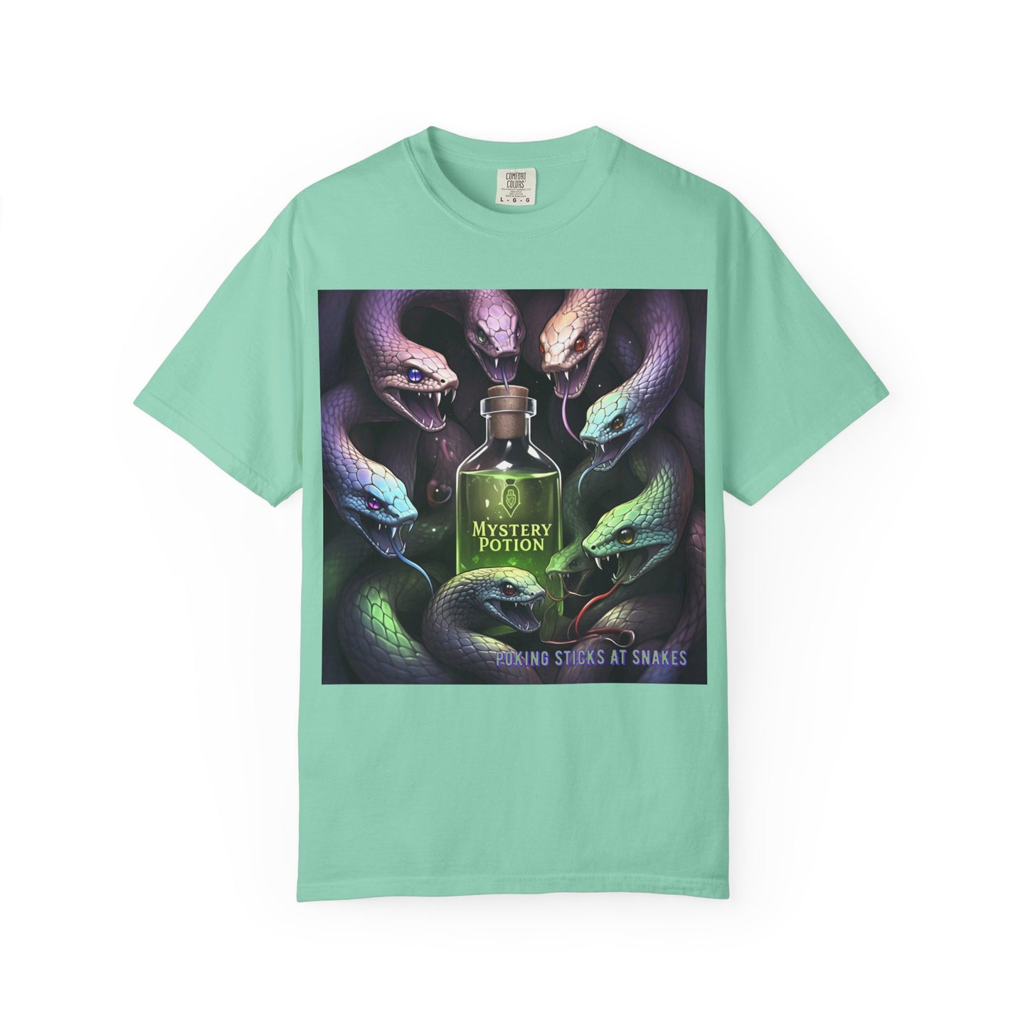 'Poking Sticks At Snakes' by Mystery Potion, Unisex T-shirt | Snakes Design | Perfect for Halloween, Gifts, Cozy Wear, Unique Apparel, Vintage Vibe