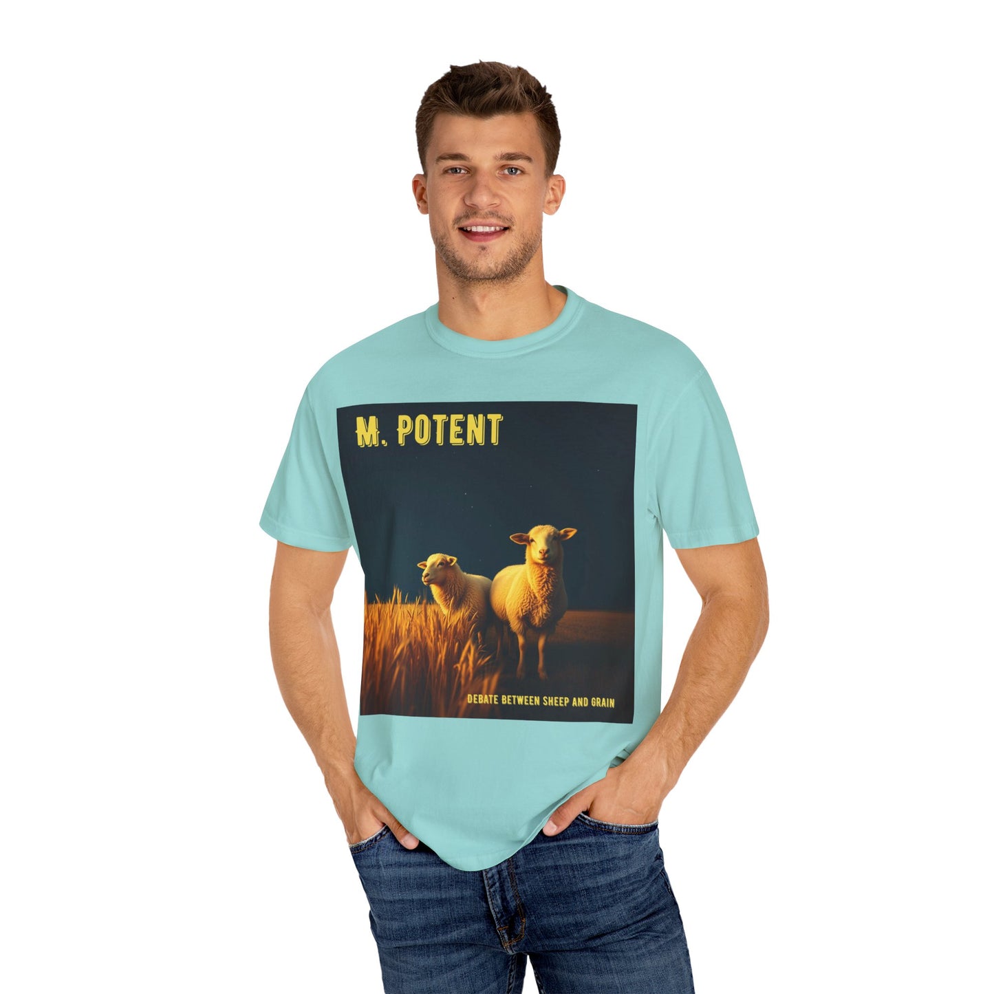 Debate Between Sheep and Grain by M. Potent, Sheep Graphic T-Shirt, Unisex Fashion Top, Farm Life Tee, Gift for Animal Lovers, Casual Everyday Wear