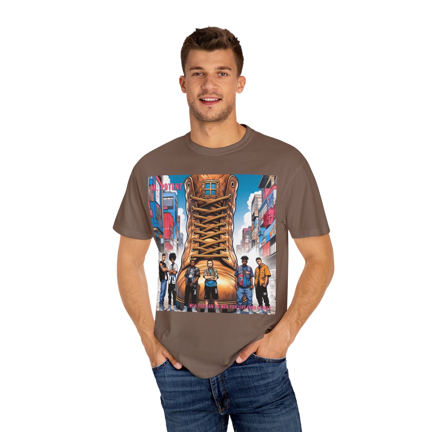 Urban-Inspired "What Can You Do When You Live In A Shoe?" Graphic Tee, Streetwear T-shirt, Casual Wear, Hip Hop Fashion, Birthday Gift, Unisex T-shirt with Bold Design