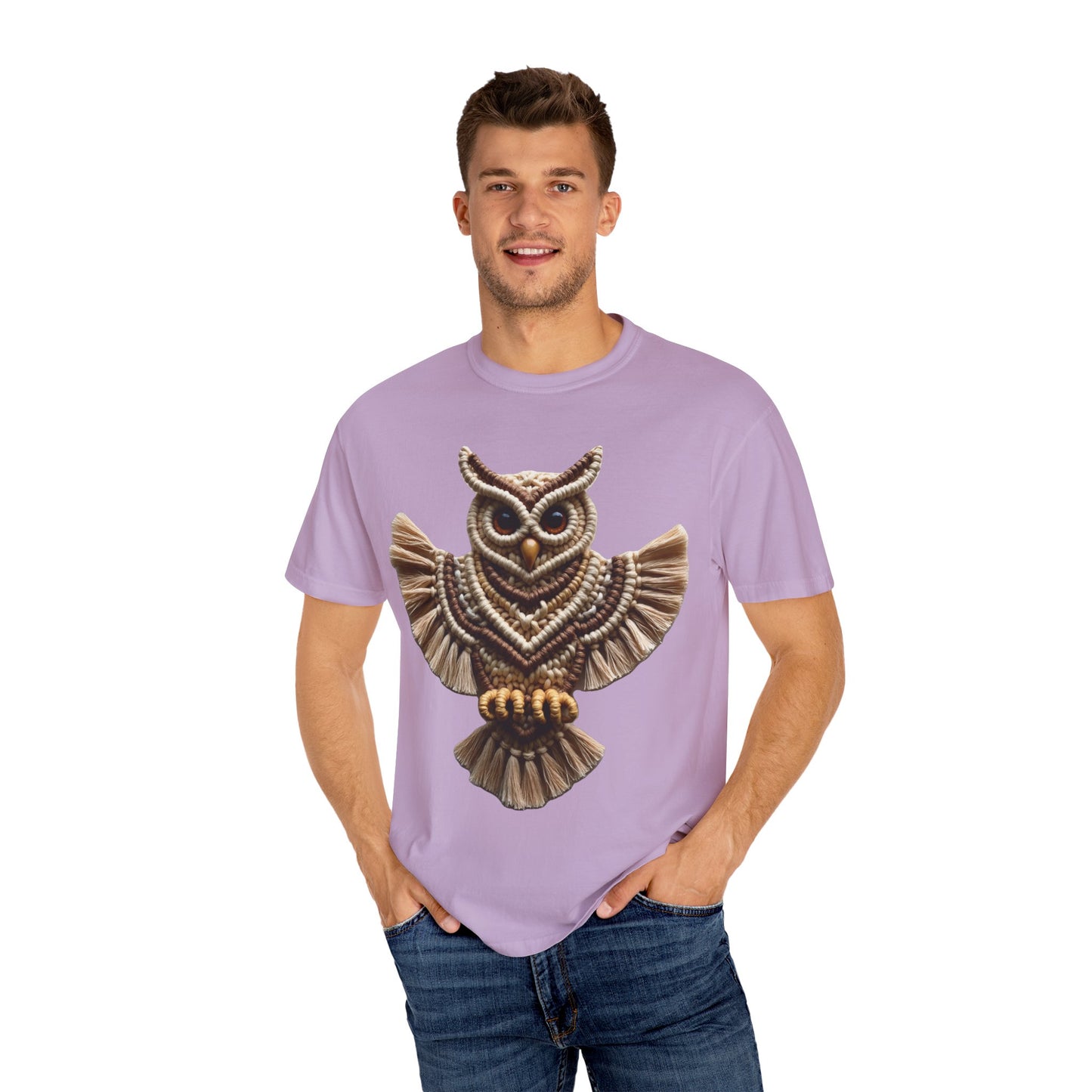 Artistic Macrame Owl T-Shirt, Unisex Graphic Tee, Nature Lover Gift, Bohemian Style Shirt, Wildlife Art Apparel, Unique Owl Design