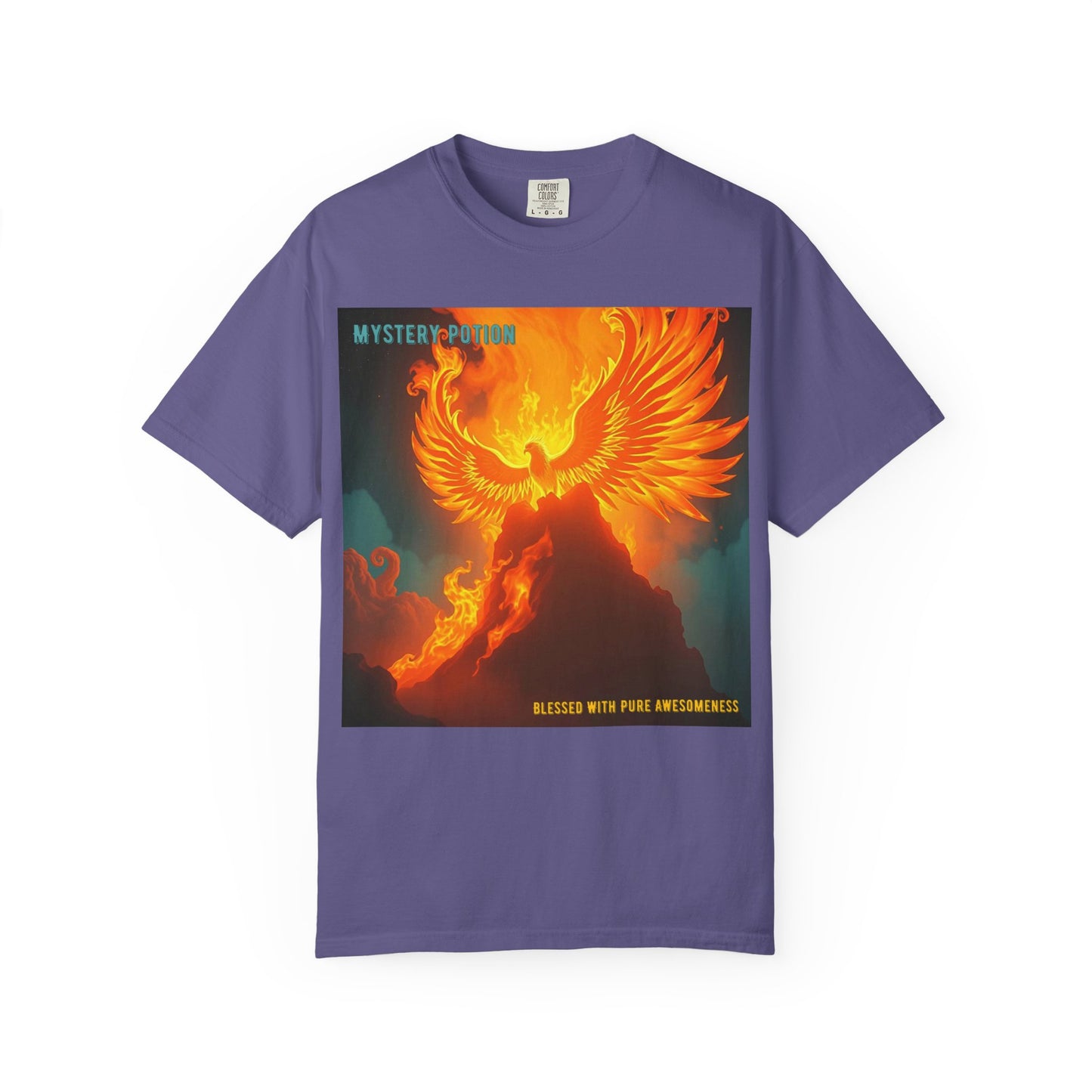 'Blessed With Pure Awesomeness' Mystery Phoenix Graphic Unisex T-shirt, Cool Casual Wear, Unique Gift for Nature Lovers, Birthday, Summer Event, Spiritual Design