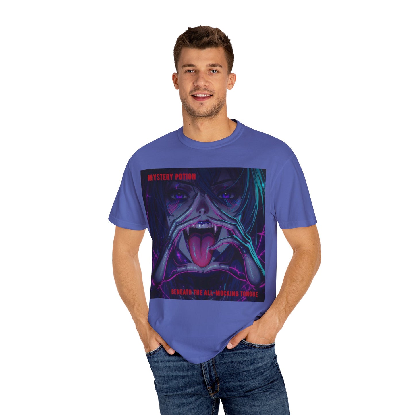 'Beneath The All-Mocking Tongue' by Mystery Potion Unisex Garment-Dyed T-shirt