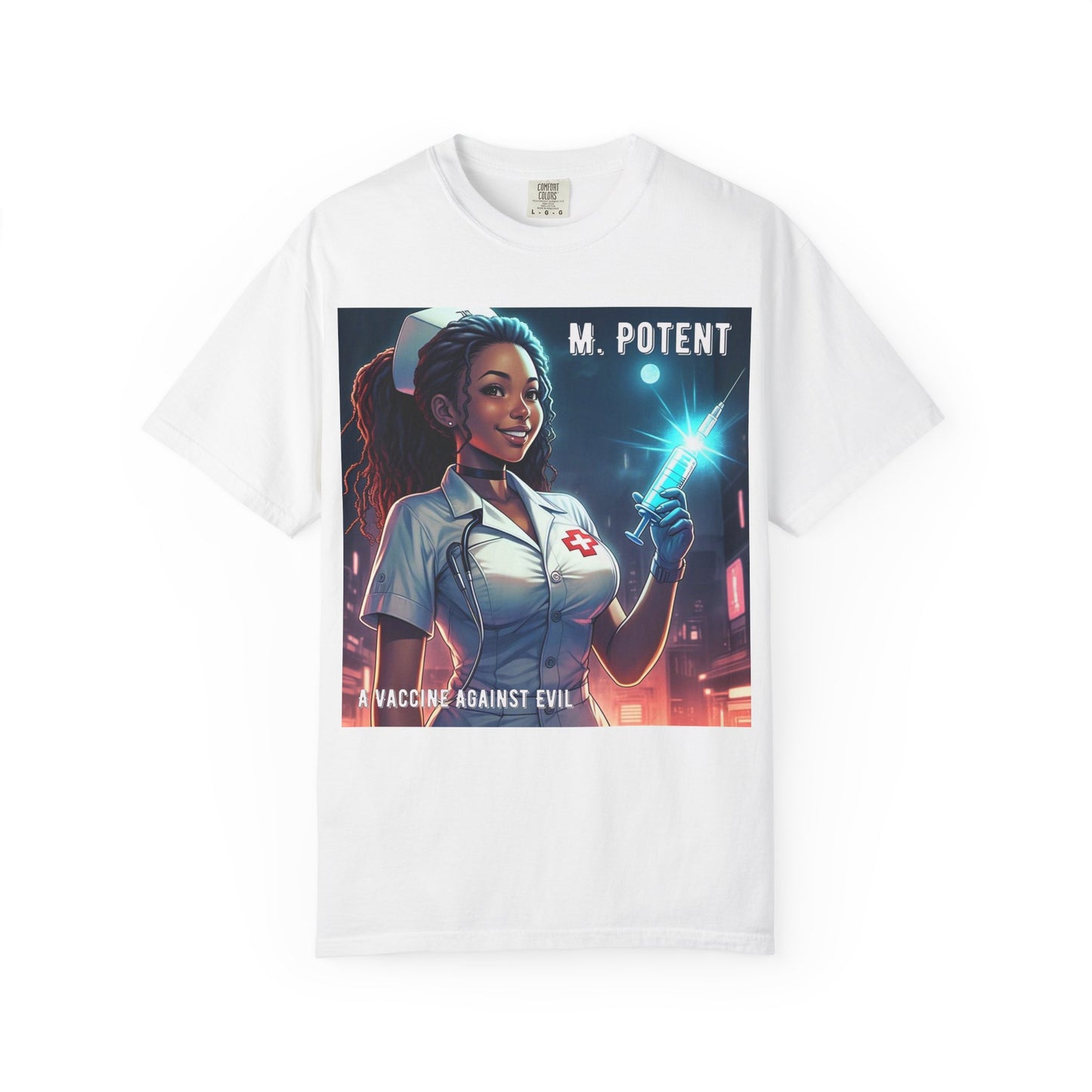 M. Potent's 'A Vaccine Against Evil', Medicine-Themed Unisex T-Shirt, Positive Vibes, Great for Nurses, Vaccination Awareness, Gift for Healthcare Workers
