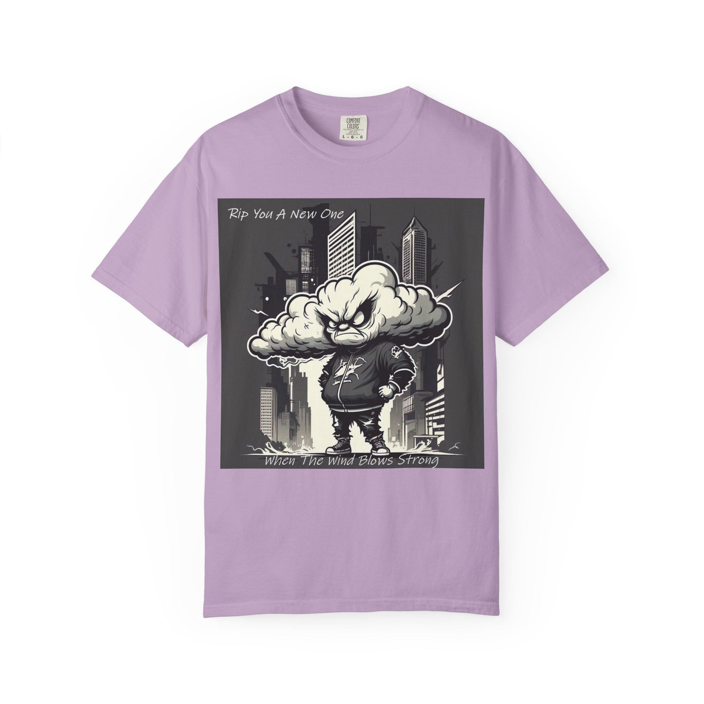 'When The Wind Blows Strong' by Rip You A New One, Urban Angry Cloud Graphic Tee, Cool Casual Wear, Street Style Unisex Shirt, Perfect Gift for Comics Lovers, Everyday Comfort