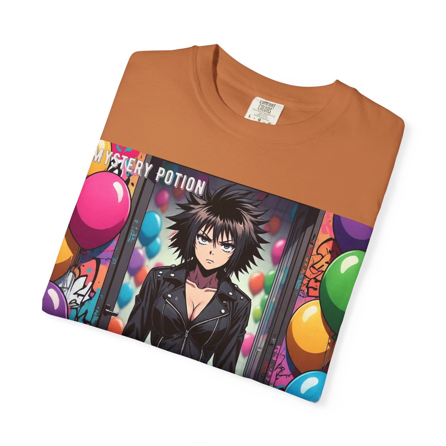 Mystery Potion's 'Dutch Oven', Whimsical Grabber Style Anime Graphic T-shirt featuring Bold Art, Anime Style Tee, Unisex Casual Wear, Gift for Friends, Trendy Statement Shirt