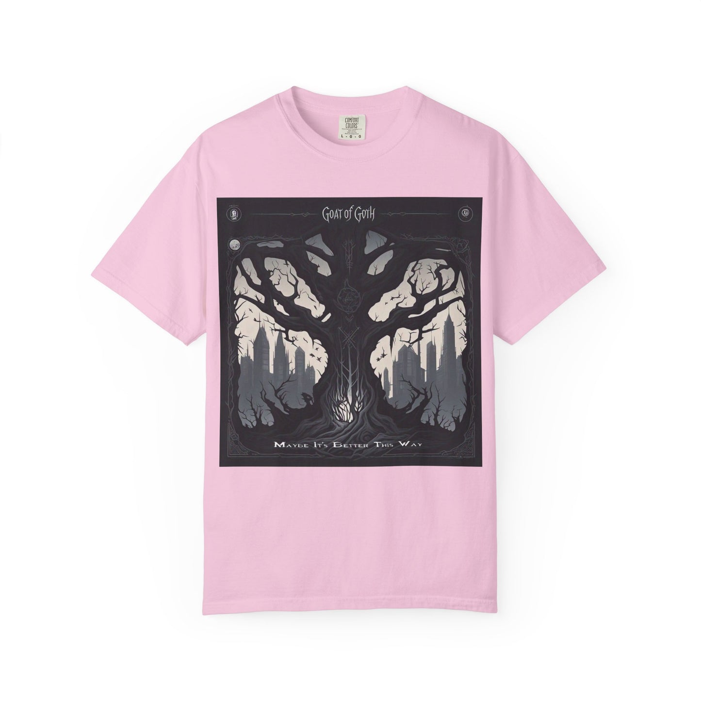 Gothic Tree T-Shirt, GOAT of Goth Unisex Cotton Tee for Nature Lovers, Unique Graphic Tee, Perfect for Festivals, Gift for Adventurers, Eco-Friendly Wear