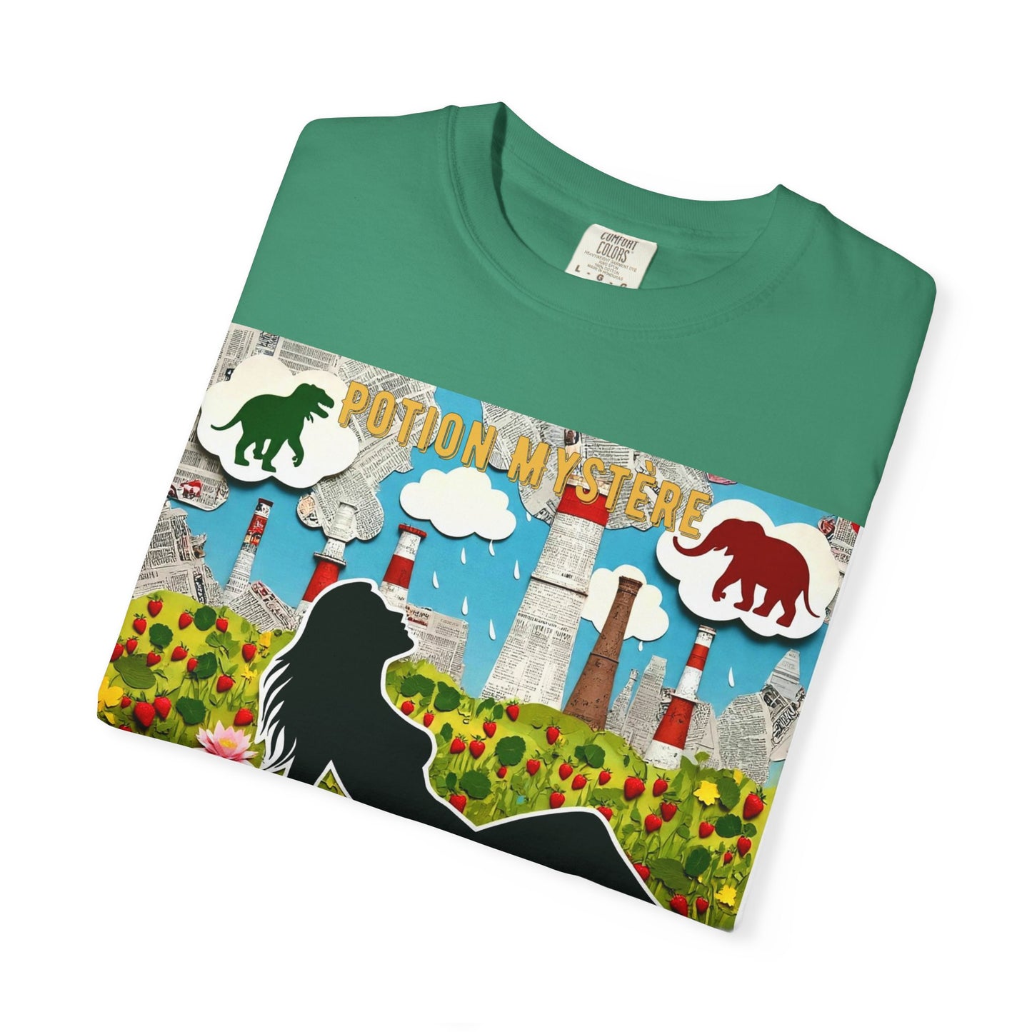 'Pour Que La Nature Humaine Envahisse' par Potion Mystère, Nature-Inspired Collage Unisex T-Shirt, Eco-Friendly Tee, Vibrant Graphic Tee, Relaxed Fit Shirt, Summer Casual Wear, Gift for Nature Lovers, Grebo Rock