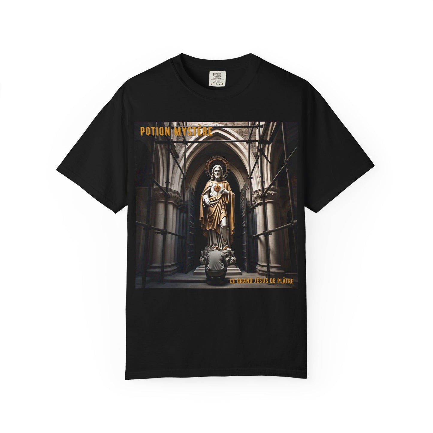 Mystical Potion Jesus Statue T-Shirt - Unisex, Relaxed Fit, Perfect for Festivals, Gifts, Everyday Wear, Unique Art Design