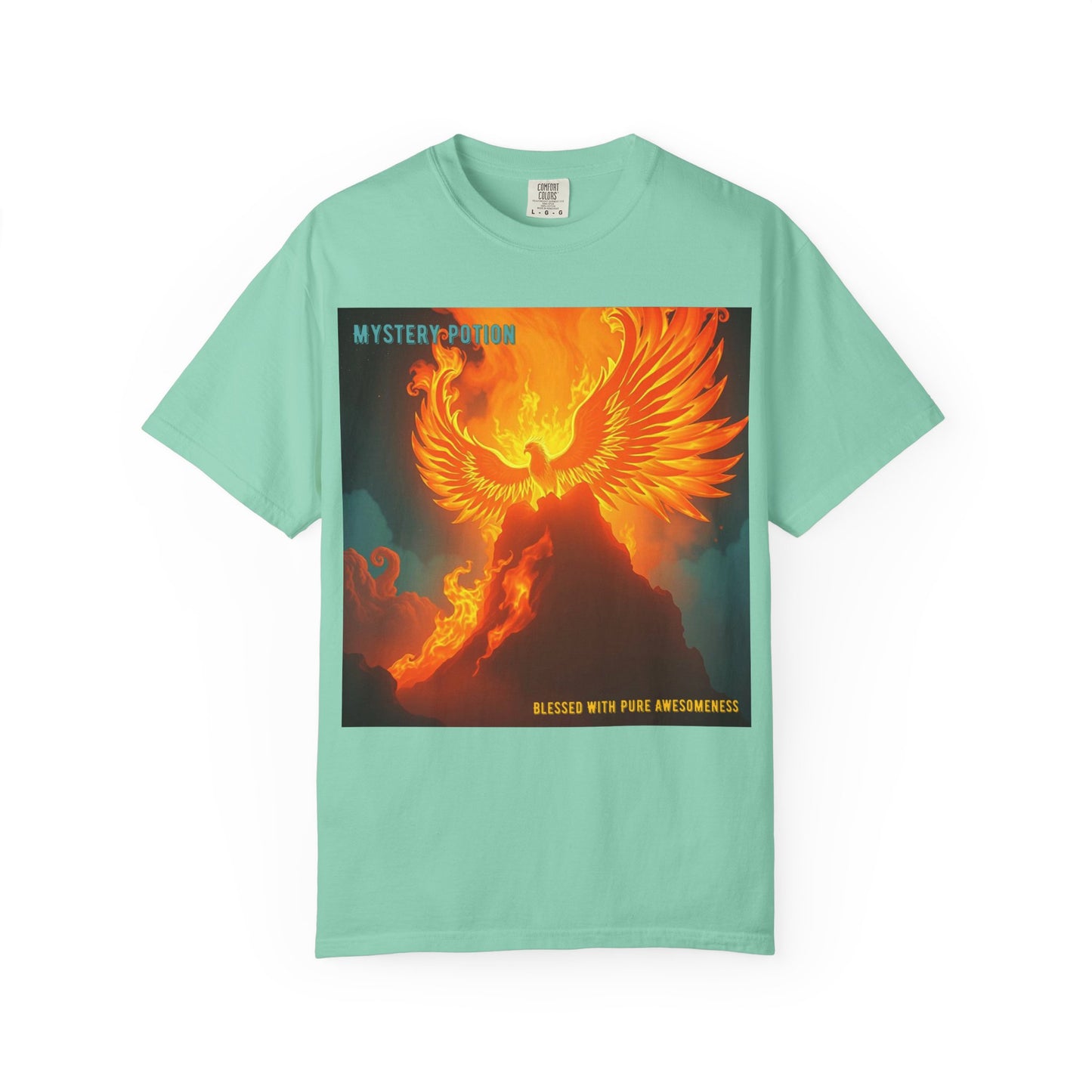 'Blessed With Pure Awesomeness' Mystery Phoenix Graphic Unisex T-shirt, Cool Casual Wear, Unique Gift for Nature Lovers, Birthday, Summer Event, Spiritual Design