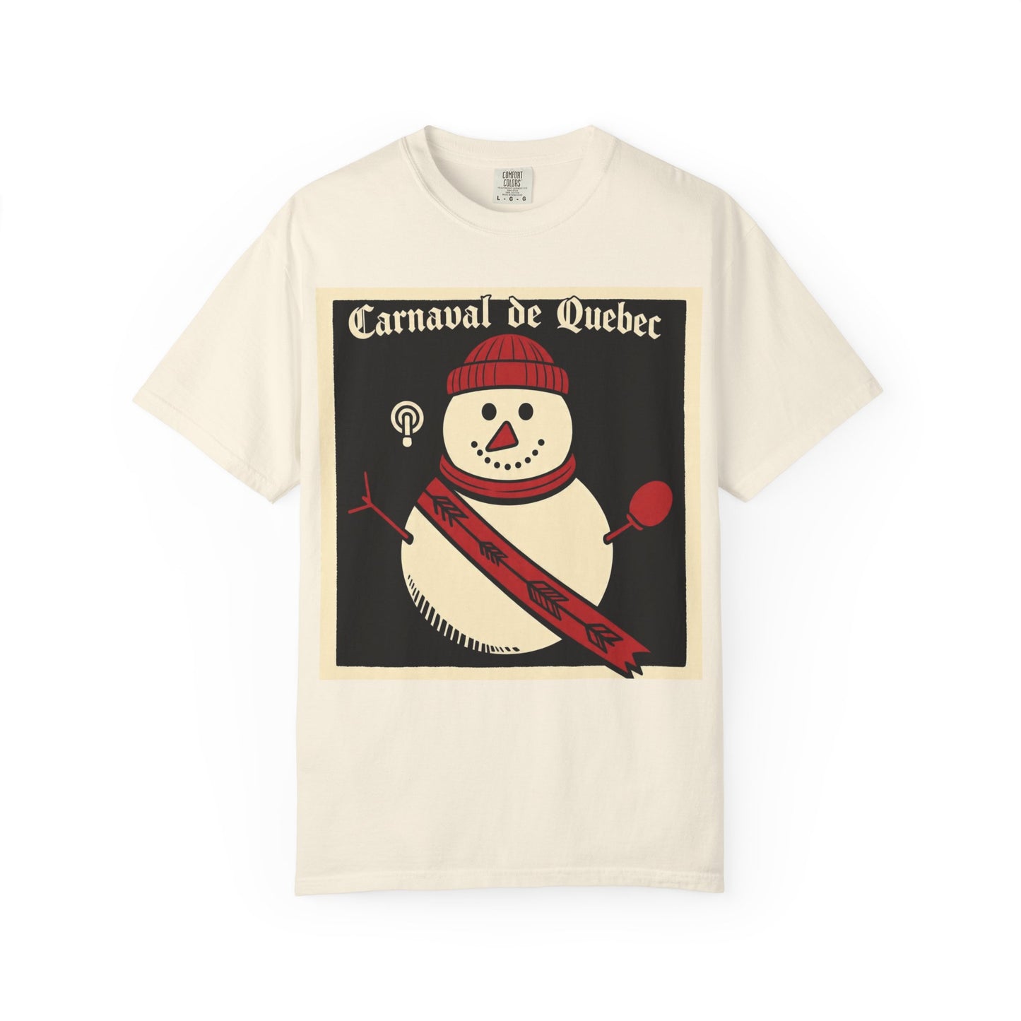 Quebec Carnaval Vintage Snowman Biker Lore Rocker T-Shirt, Cozy Winter Apparel, Unisex Snowman Graphic Tee, Festive Celebration Shirt, Winter Holiday Gift
