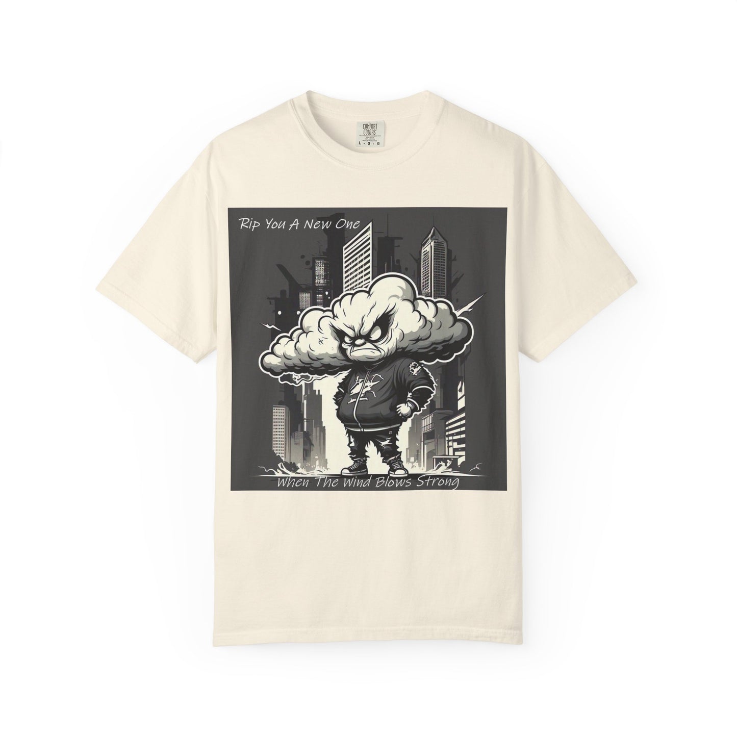 'When The Wind Blows Strong' by Rip You A New One, Urban Angry Cloud Graphic Tee, Cool Casual Wear, Street Style Unisex Shirt, Perfect Gift for Comics Lovers, Everyday Comfort