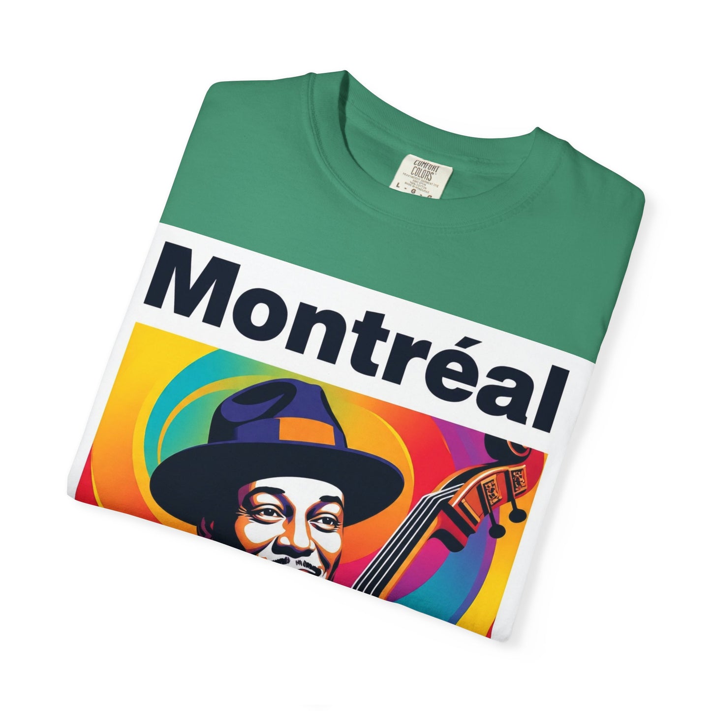 Vibrant Jazz T-Shirt with Montréal Design | Unisex Garment-Dyed Tee for Music Lovers, Concerts, Festivals, Gift Idea, Casual Wear