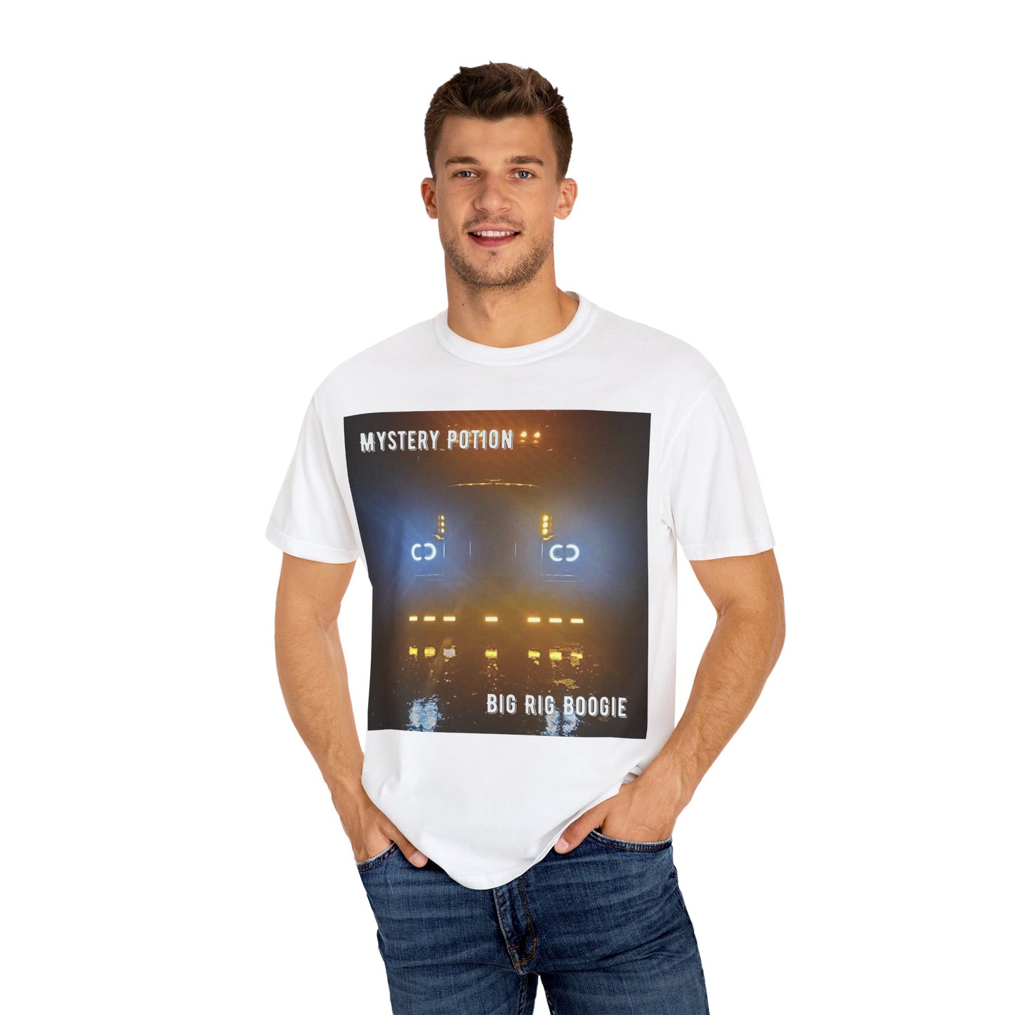 'Big Rig Boogie' by Mystery Potion Unisex Garment-Dyed T-Shirt | Unique Graphic Tee, Music Festival Shirt, Casual Wear, Gift for Friends, Unisex Style